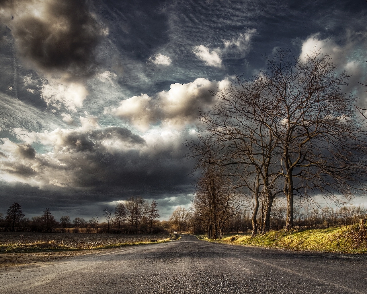 Download mobile wallpaper Roads, Sky, Landscape, Art for free.