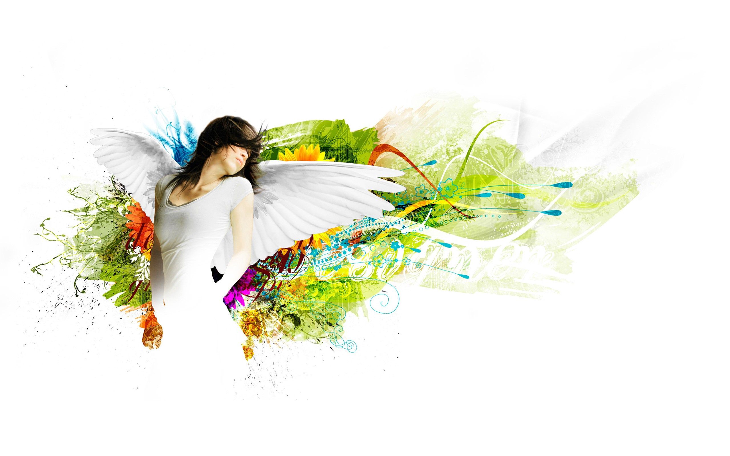 Free download wallpaper Wings, Abstract, Girl, Angel on your PC desktop