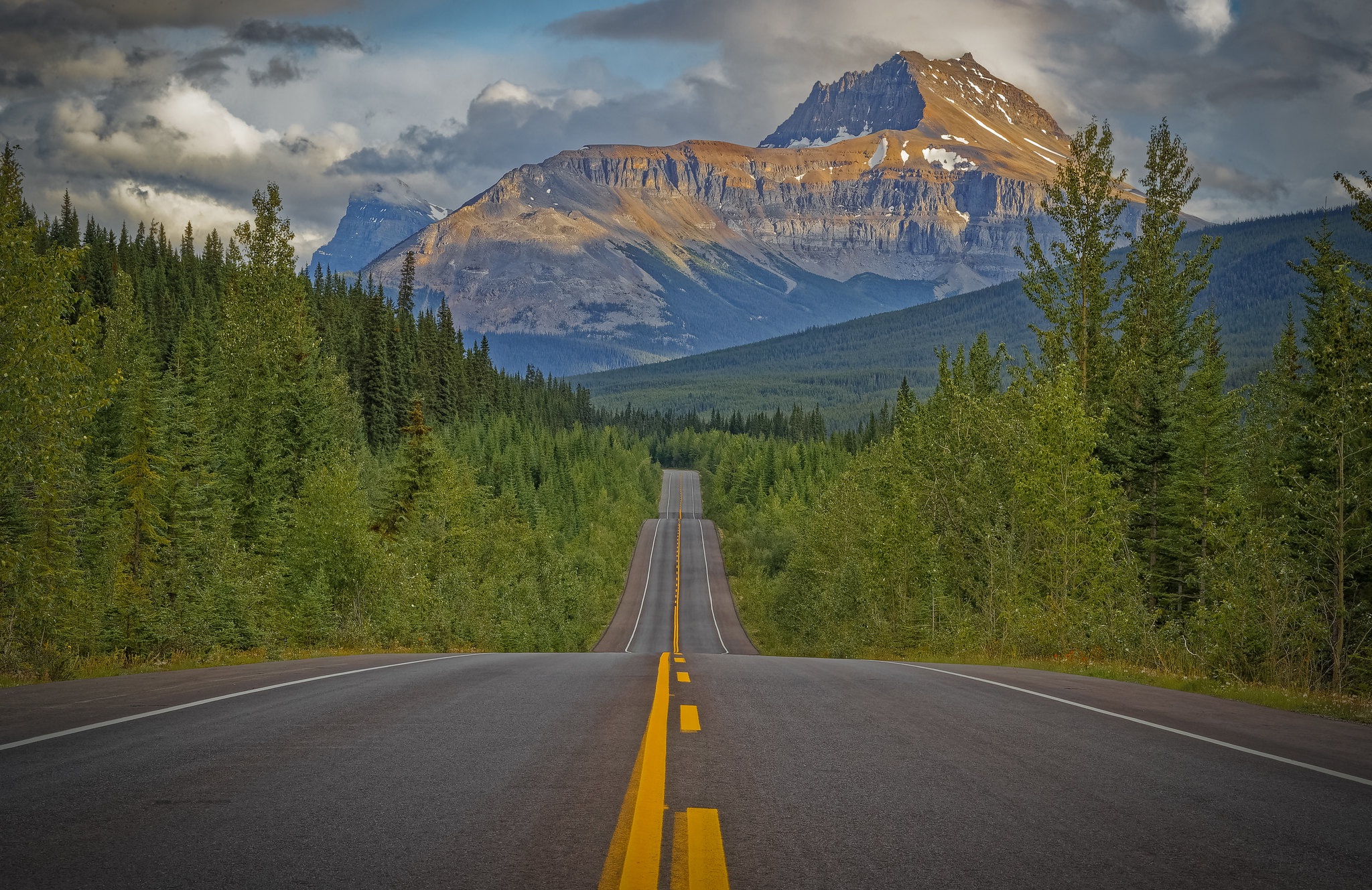 Download mobile wallpaper Mountain, Canada, Road, Forest, Man Made for free.