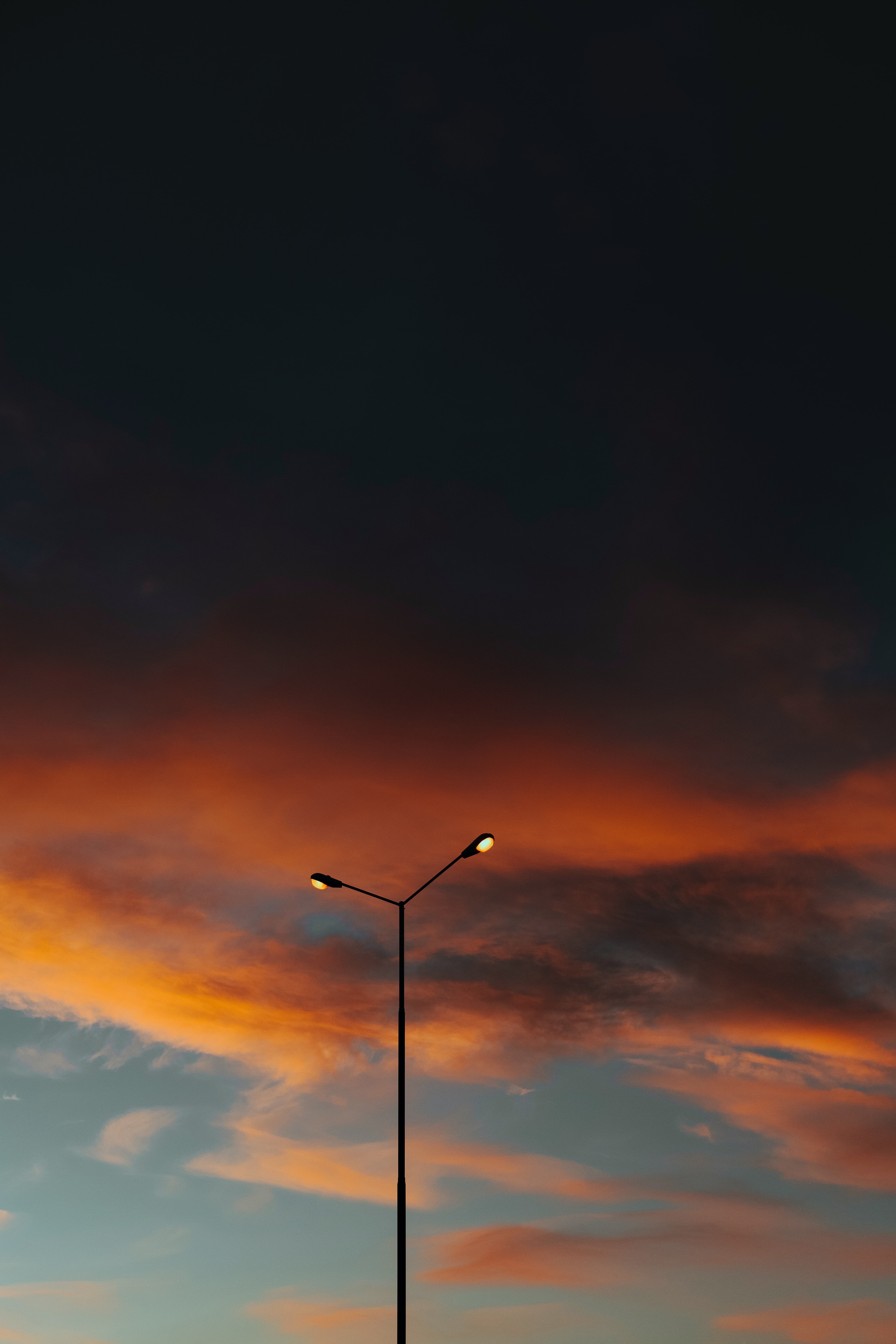 android twilight, clouds, miscellanea, miscellaneous, dusk, evening, lamp post, lamppost