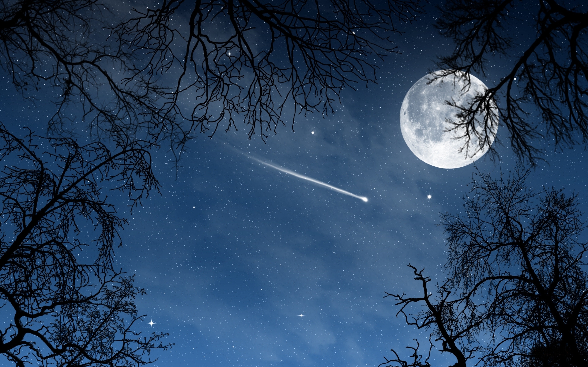 Скачать обои бесплатно Ночь, Пейзаж, Луна картинка на рабочий стол ПК