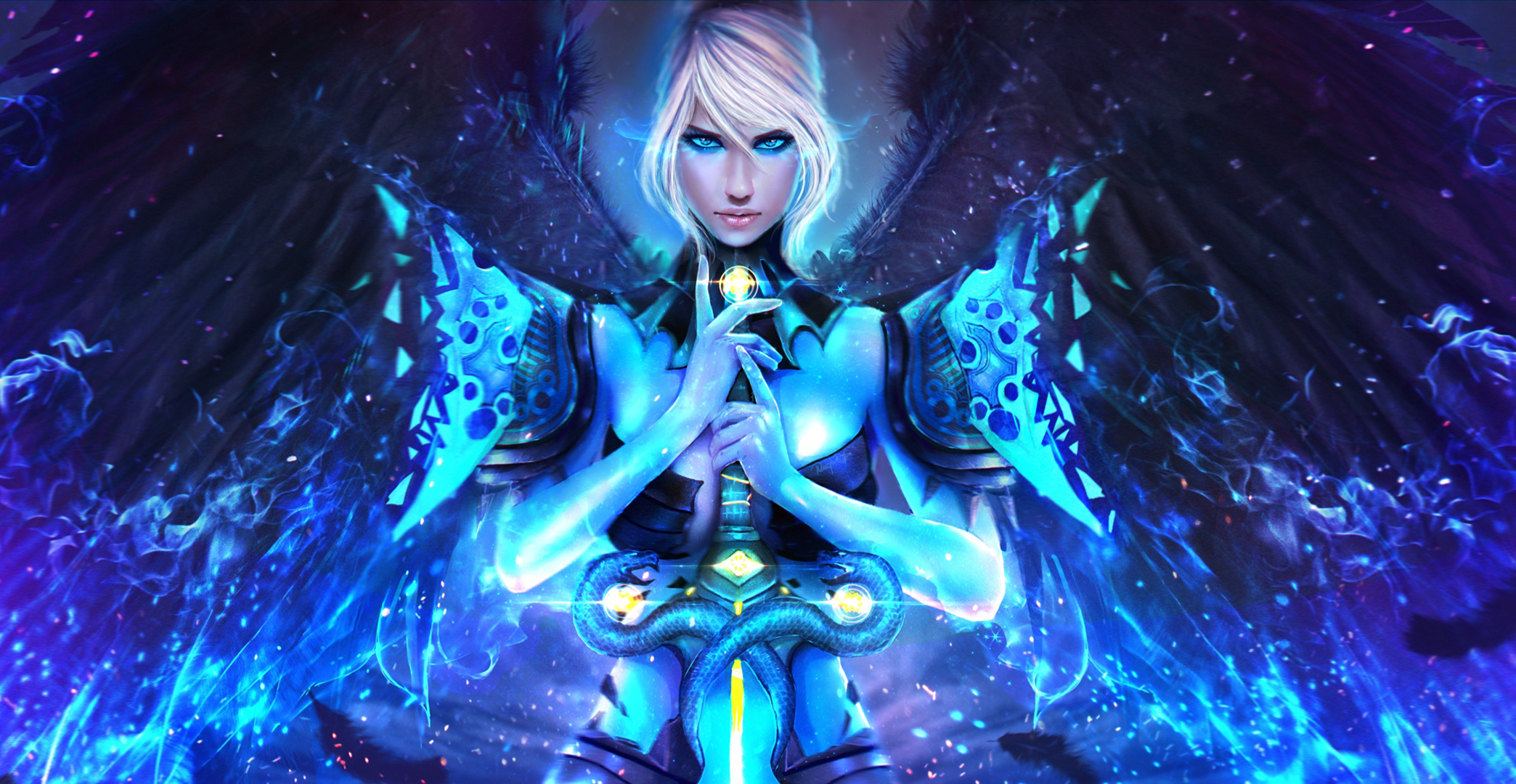 Download mobile wallpaper Magic, Sword, Video Game, Guild Wars 2, Woman Warrior, Guild Wars for free.