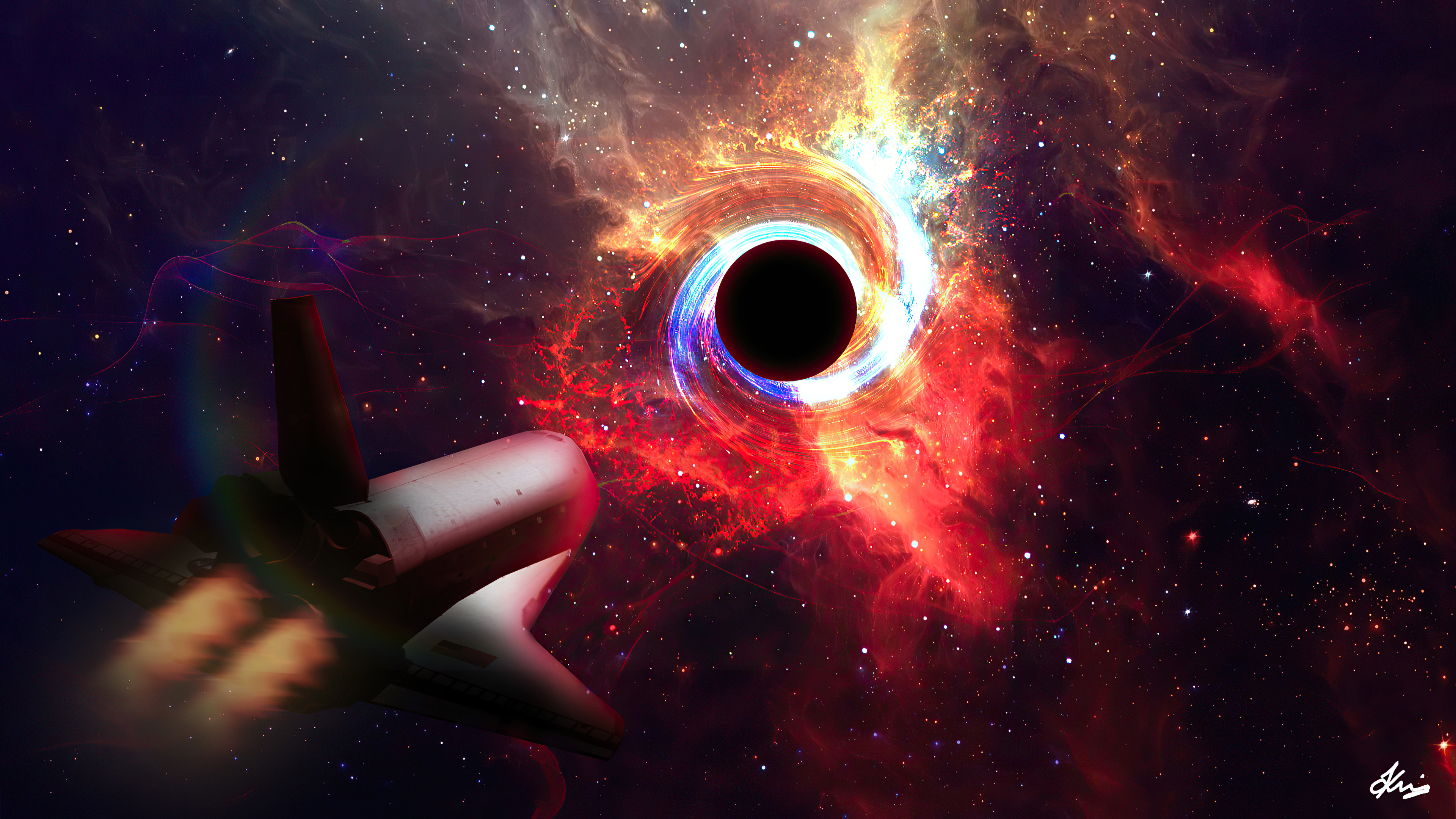 Laden Sie das Science Fiction, Raumschiff, Schwarzes Loch, Weltraum, Raumfähre-Bild kostenlos auf Ihren PC-Desktop herunter