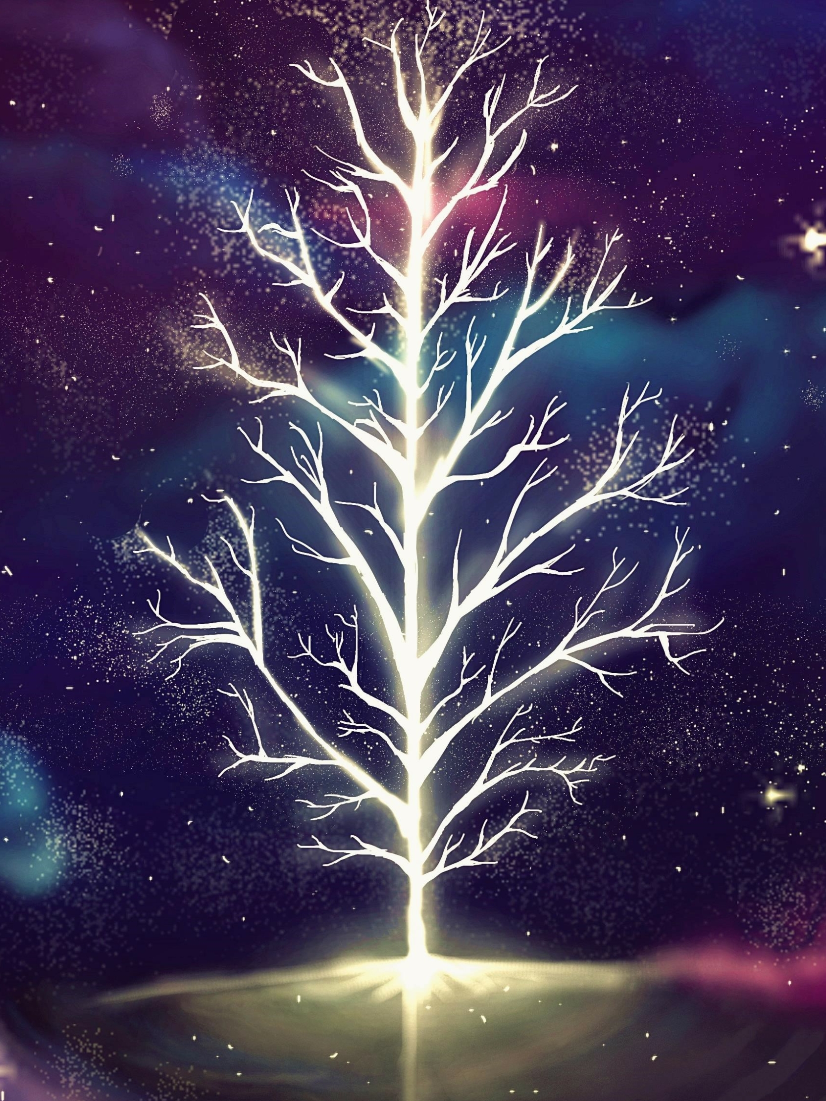 Download mobile wallpaper Night, Tree, Space, Artistic for free.