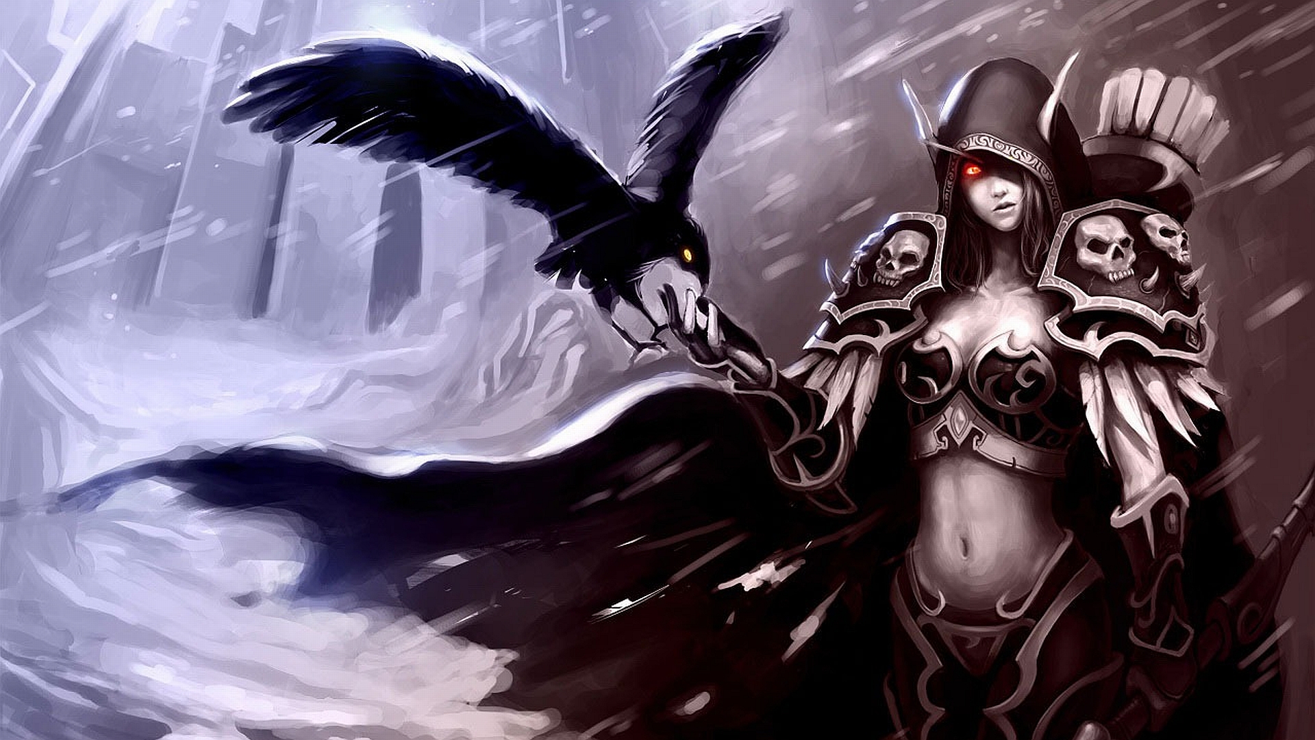 sylvanas windrunner, world of warcraft, raven, video game, gothic, warcraft