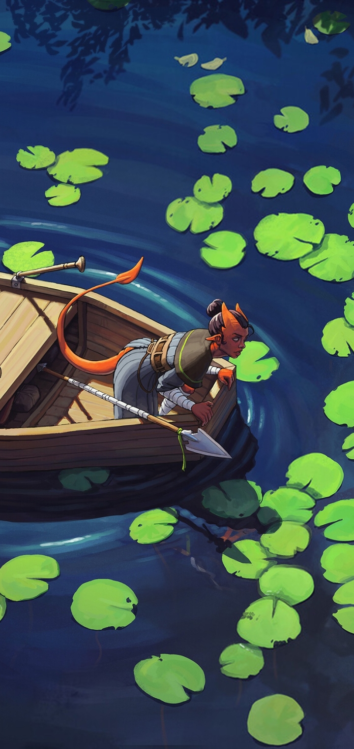 Download mobile wallpaper Fantasy, Boat, Demon for free.