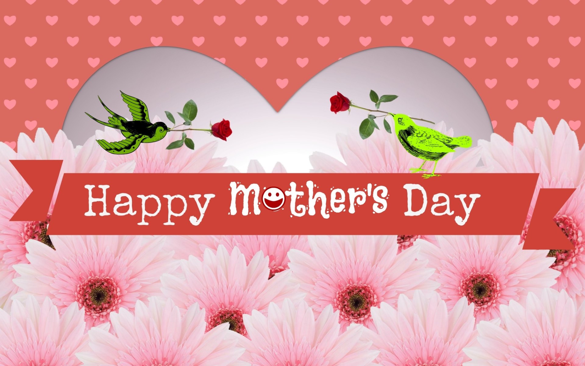 722571 скачать обои праздничные, день матери, птицы, цветок, розовый цветок - заставки и картинки бесплатно