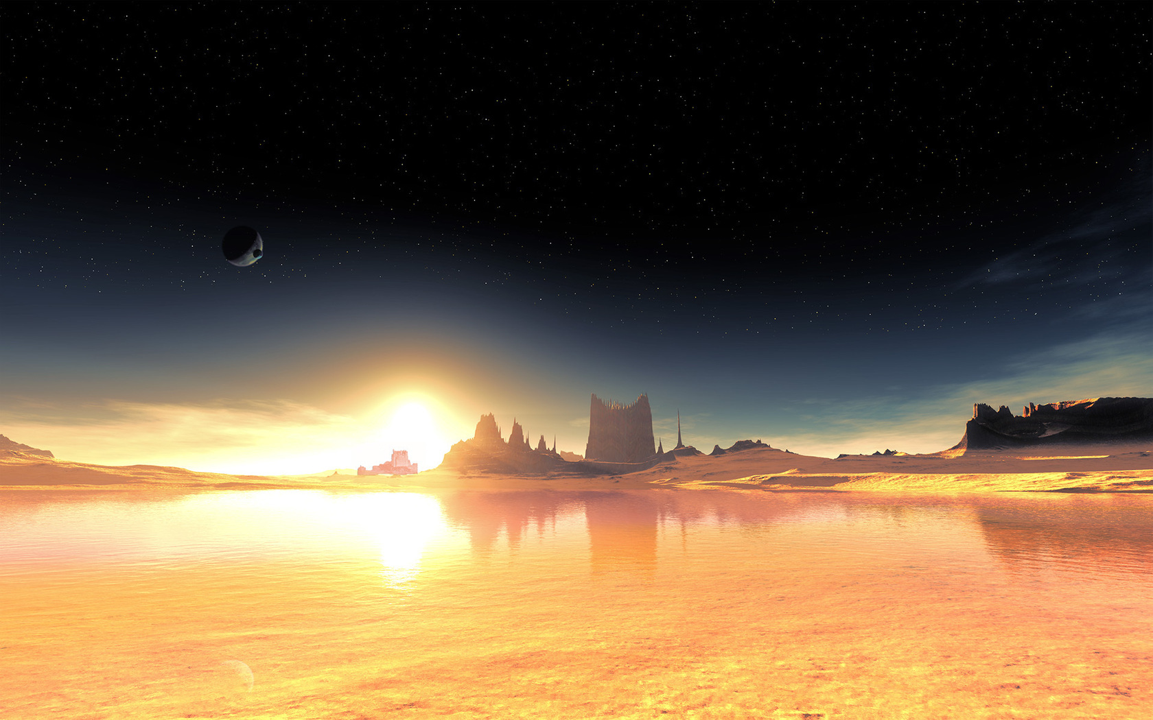 Free download wallpaper Landscape, Sunset, Fantasy on your PC desktop