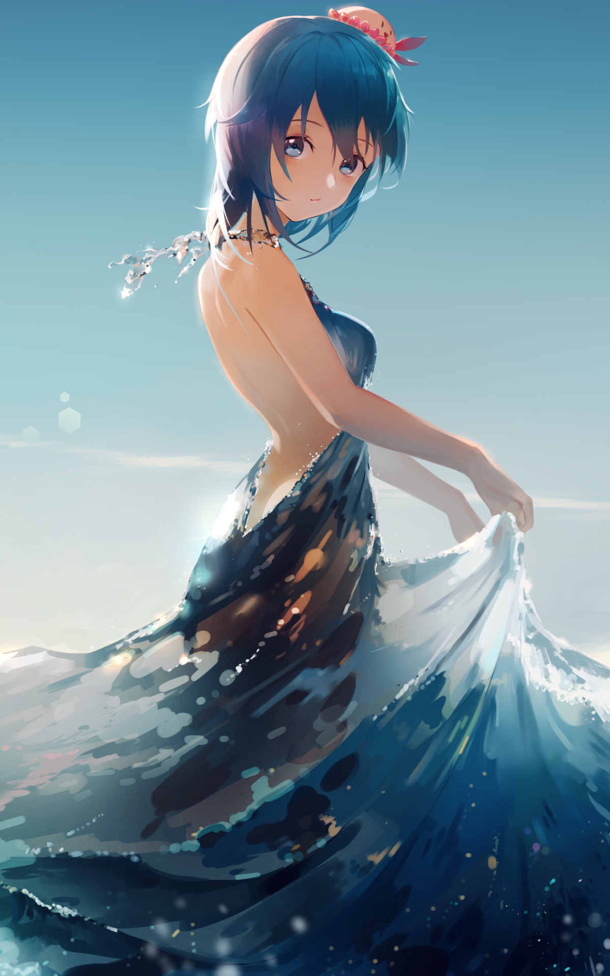 Download mobile wallpaper Anime, Water, Dress, Original for free.