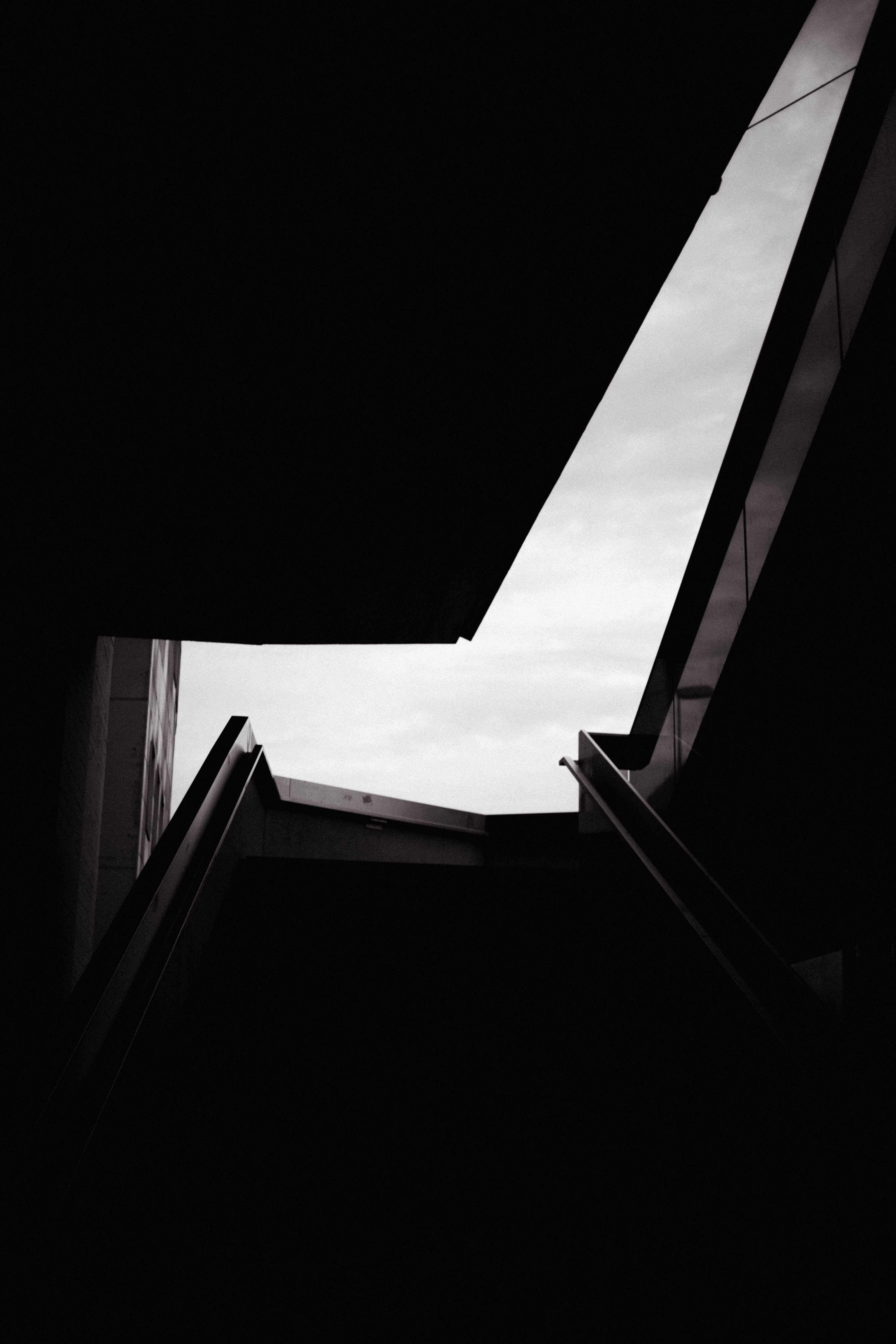 Download mobile wallpaper Ladder, Construction, Architecture, Stairs, Design, Dark for free.