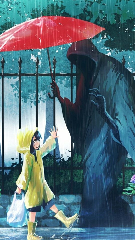 Download mobile wallpaper Anime, Rain, Death, Umbrella, Original for free.