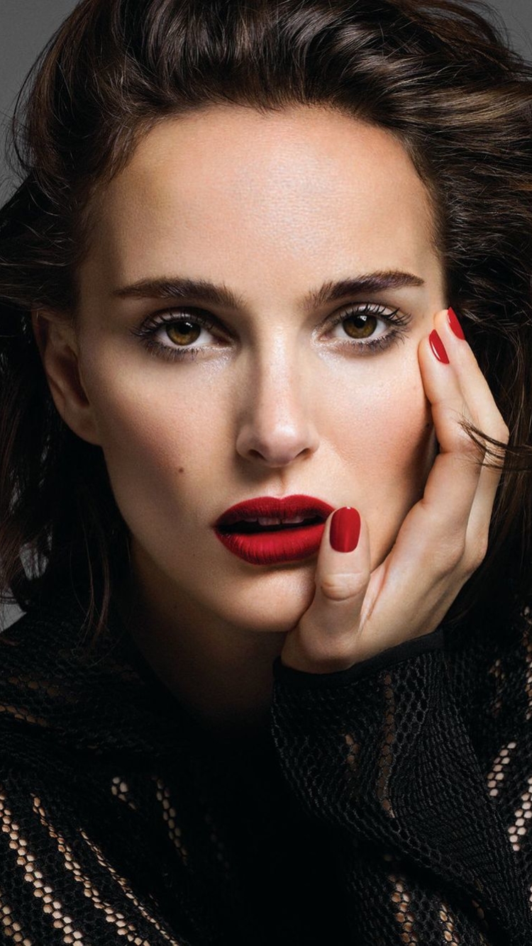 Download mobile wallpaper Natalie Portman, Face, Brunette, American, Celebrity, Actress, Lipstick for free.