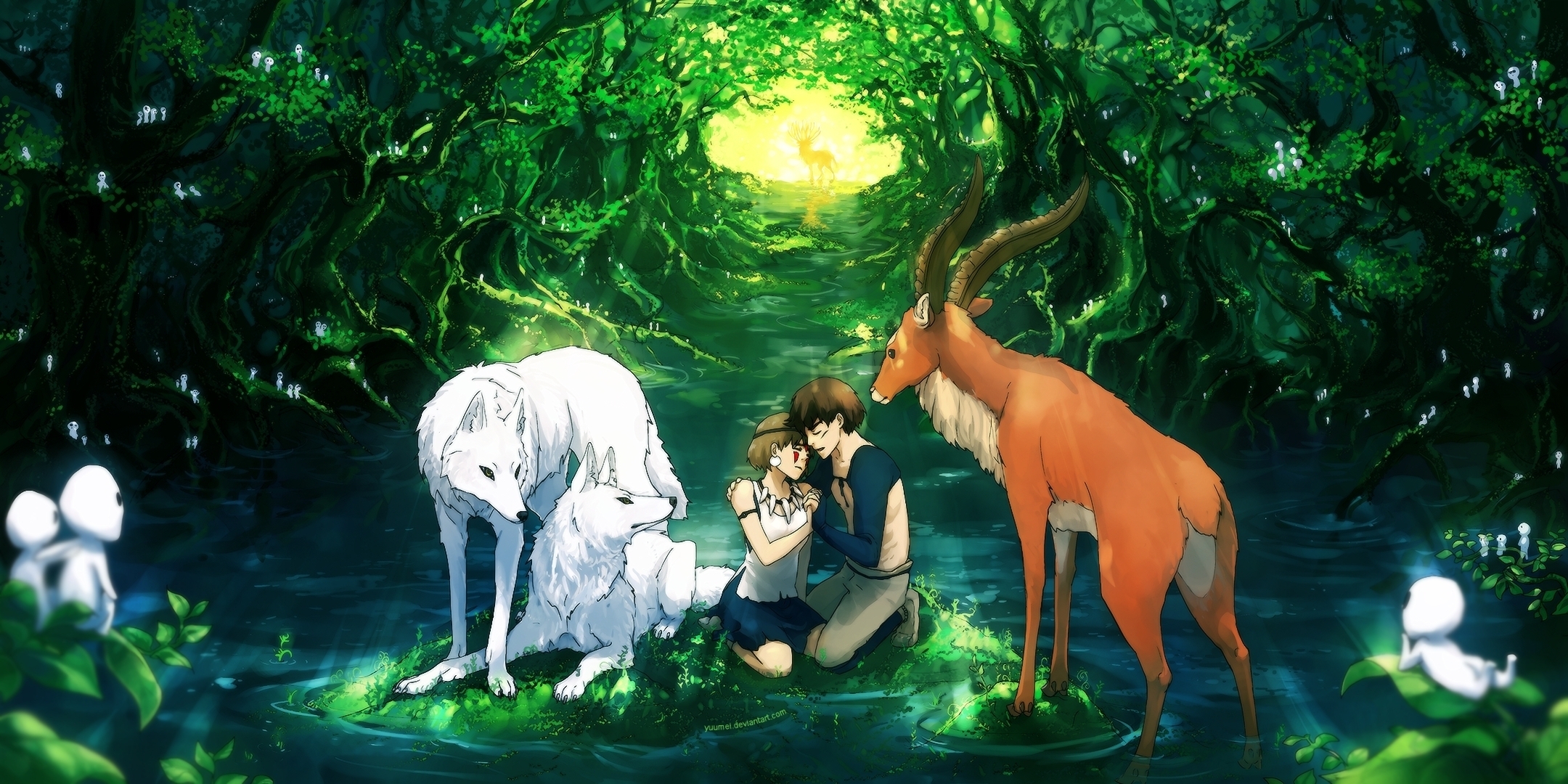 223176壁紙のダウンロードアニメ, もののけ姫, 愛する, ロマンチック, 狼-スクリーンセーバーと写真を無料で