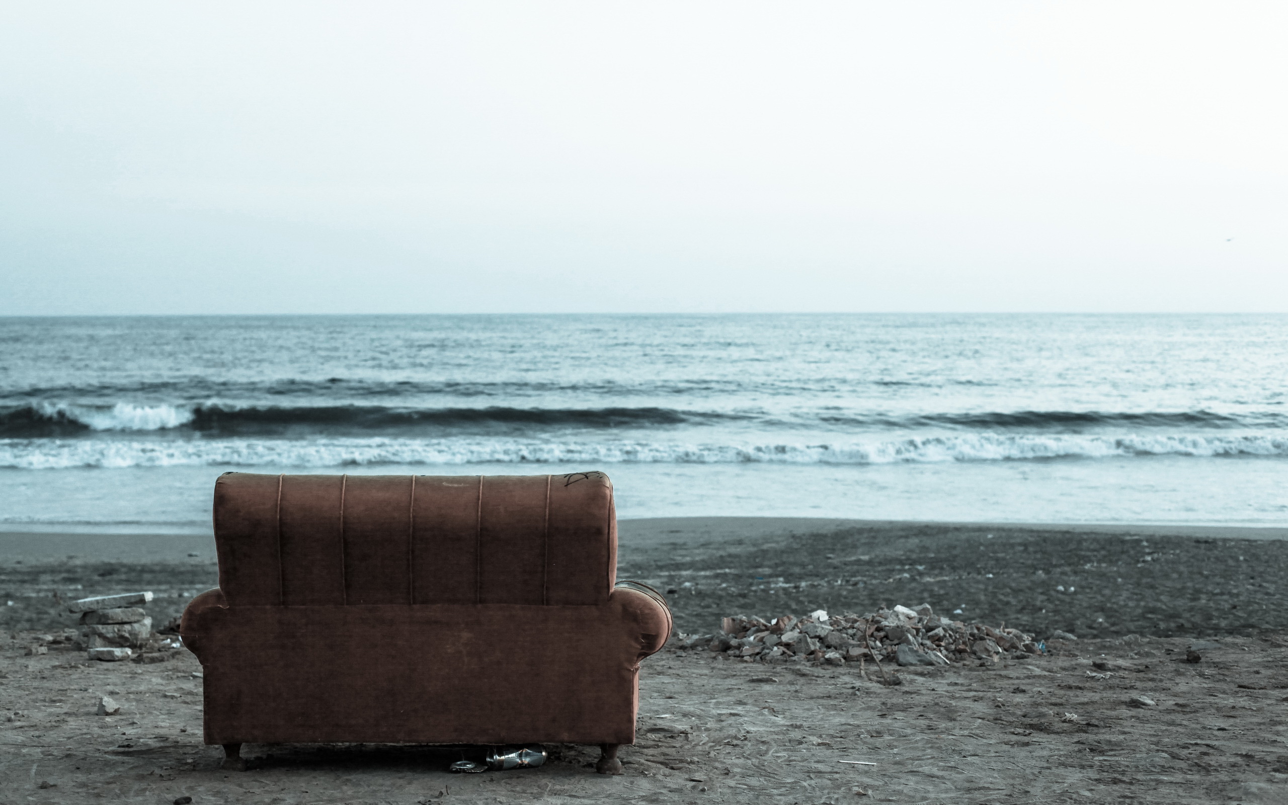 Download mobile wallpaper Beach, Sofa, Man Made for free.