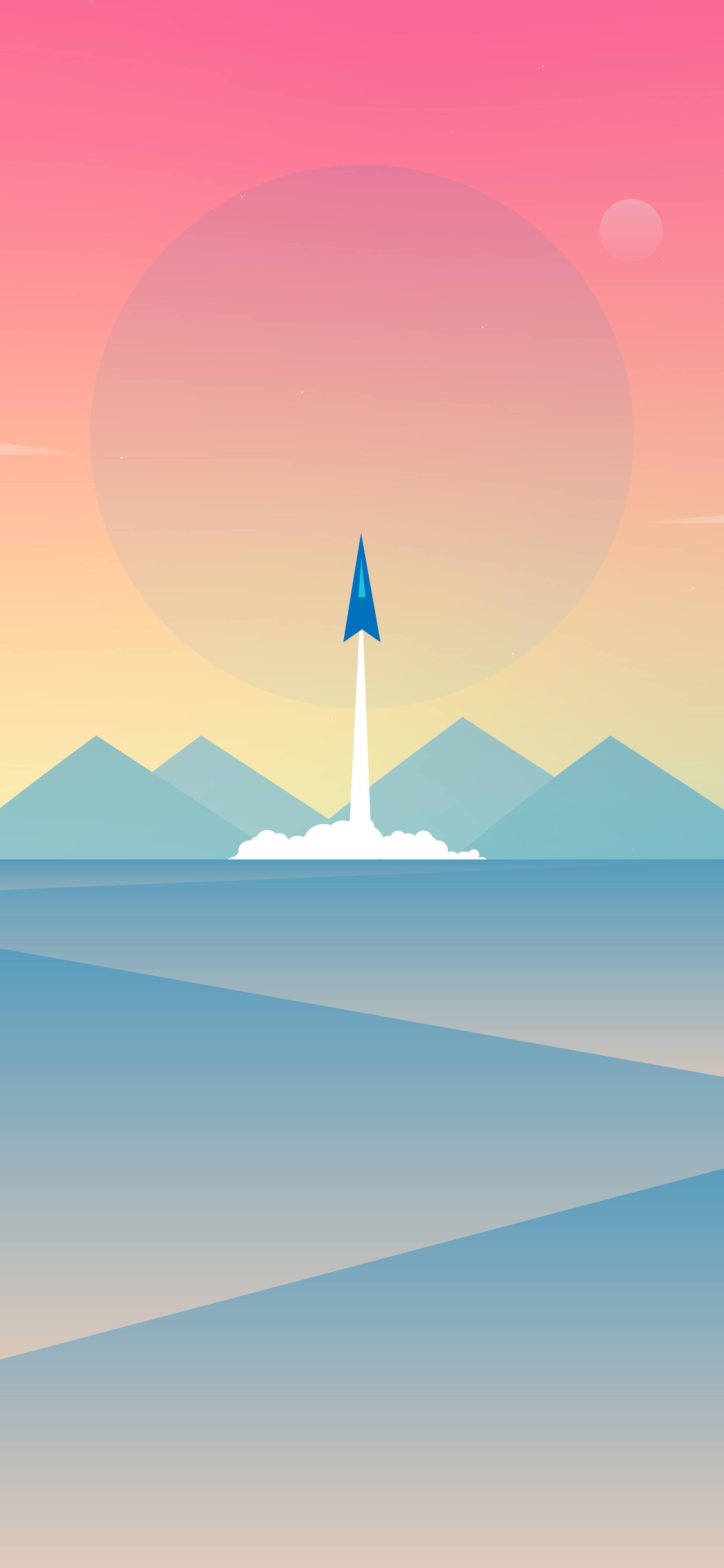 100450 скачать обои ракета, арт, горы, солнце, вектор - заставки и картинки бесплатно