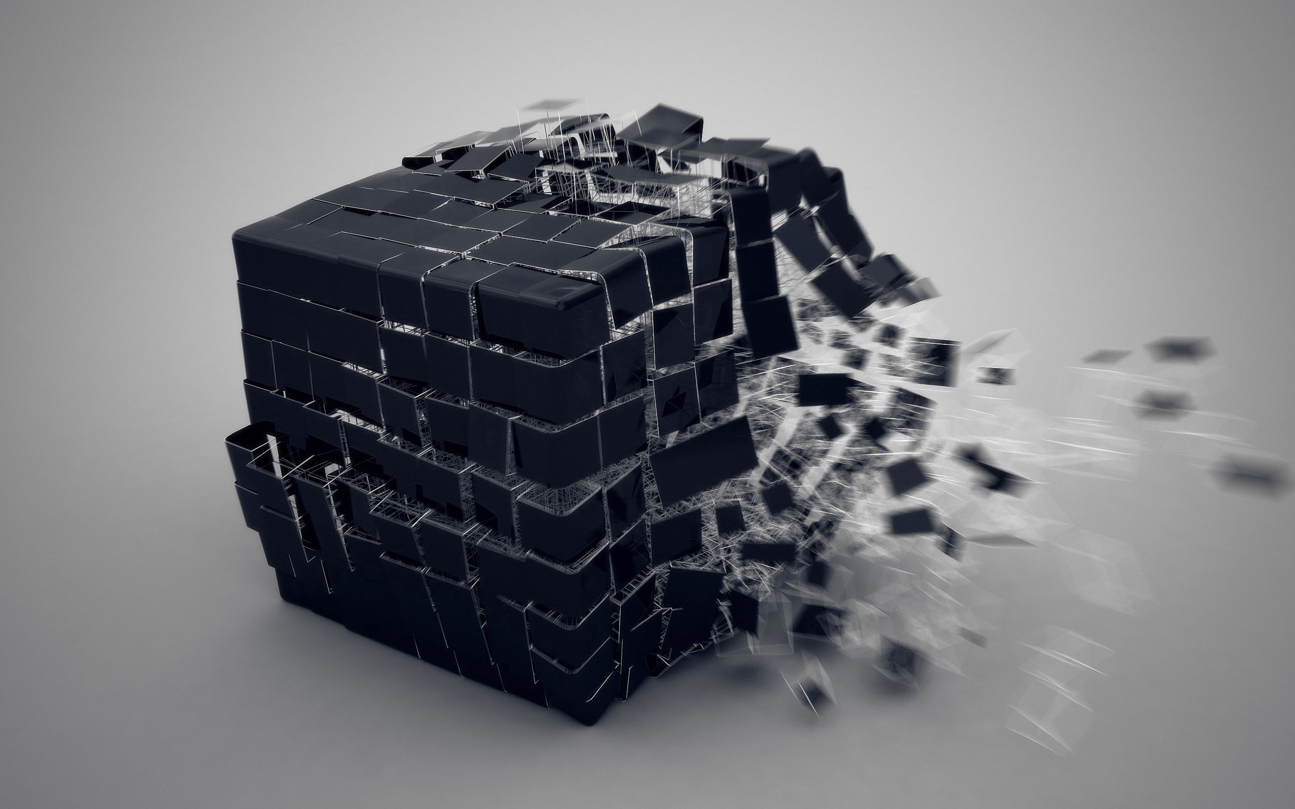 3d, explosion, cube, constituents, components HD wallpaper