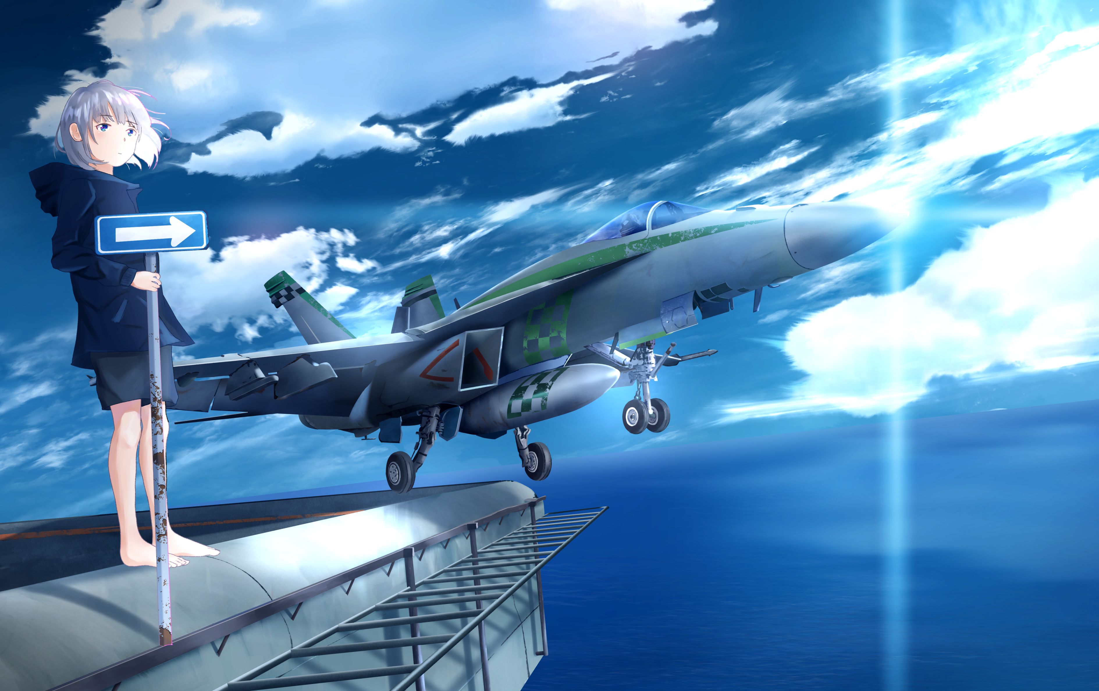 Free download wallpaper Anime, Airplane, Military, Jet Fighter on your PC desktop