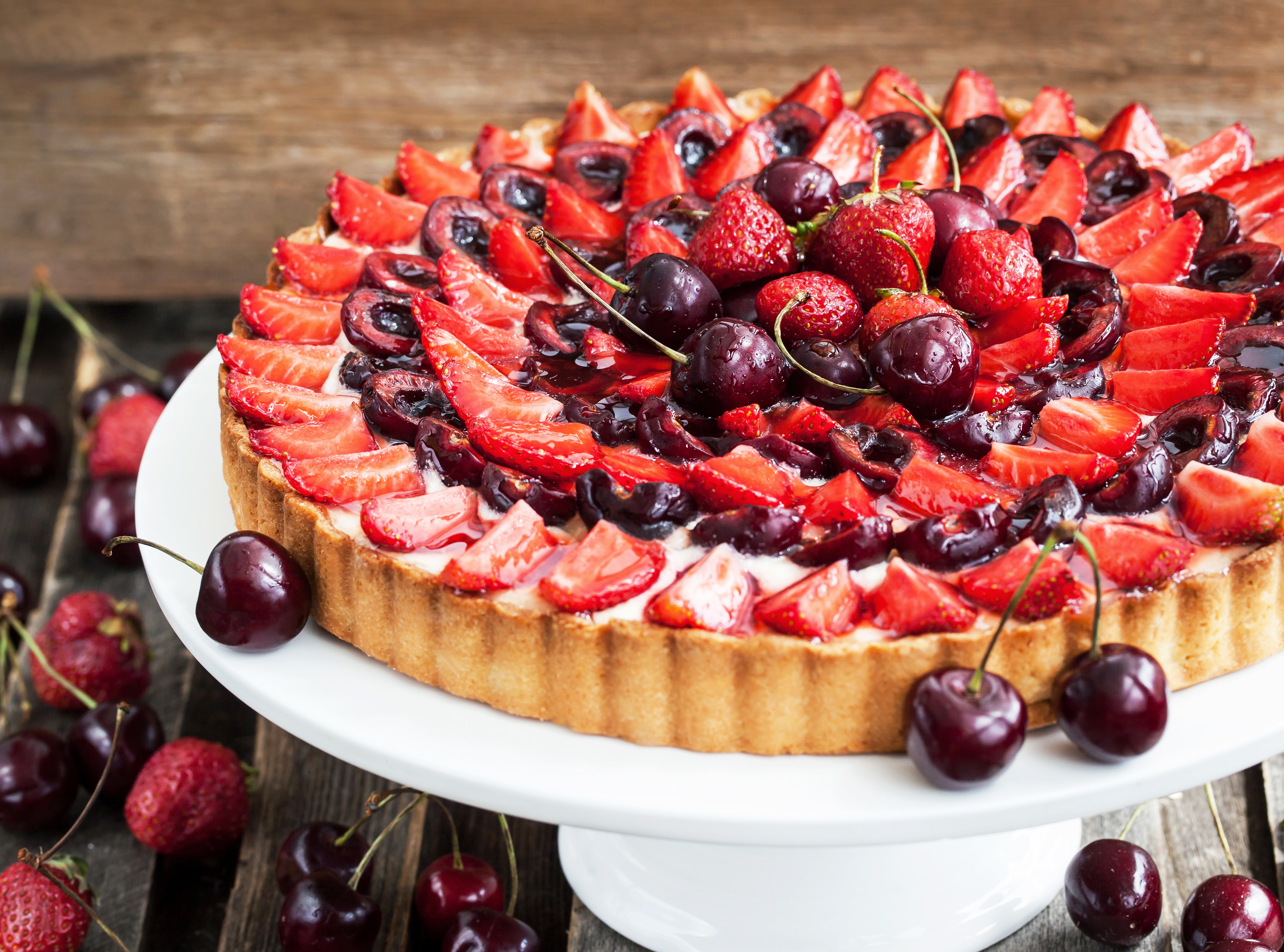 Download mobile wallpaper Food, Strawberry, Cherry, Dessert, Berry, Fruit, Pie, Pastry for free.