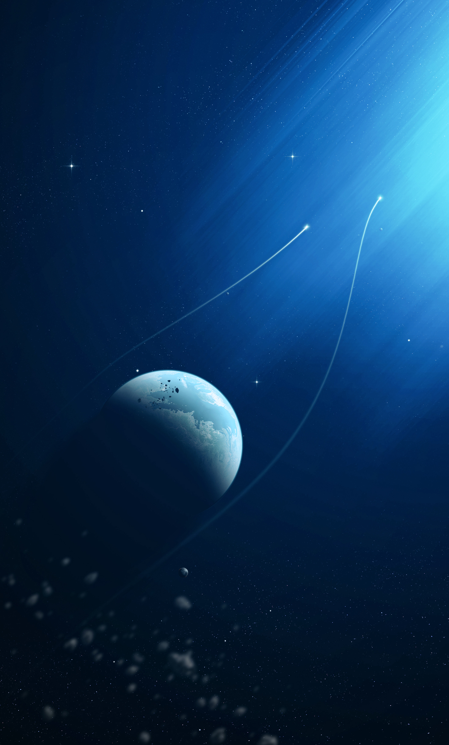 Cool Wallpapers light, planet, stars, universe, shine, asteroids