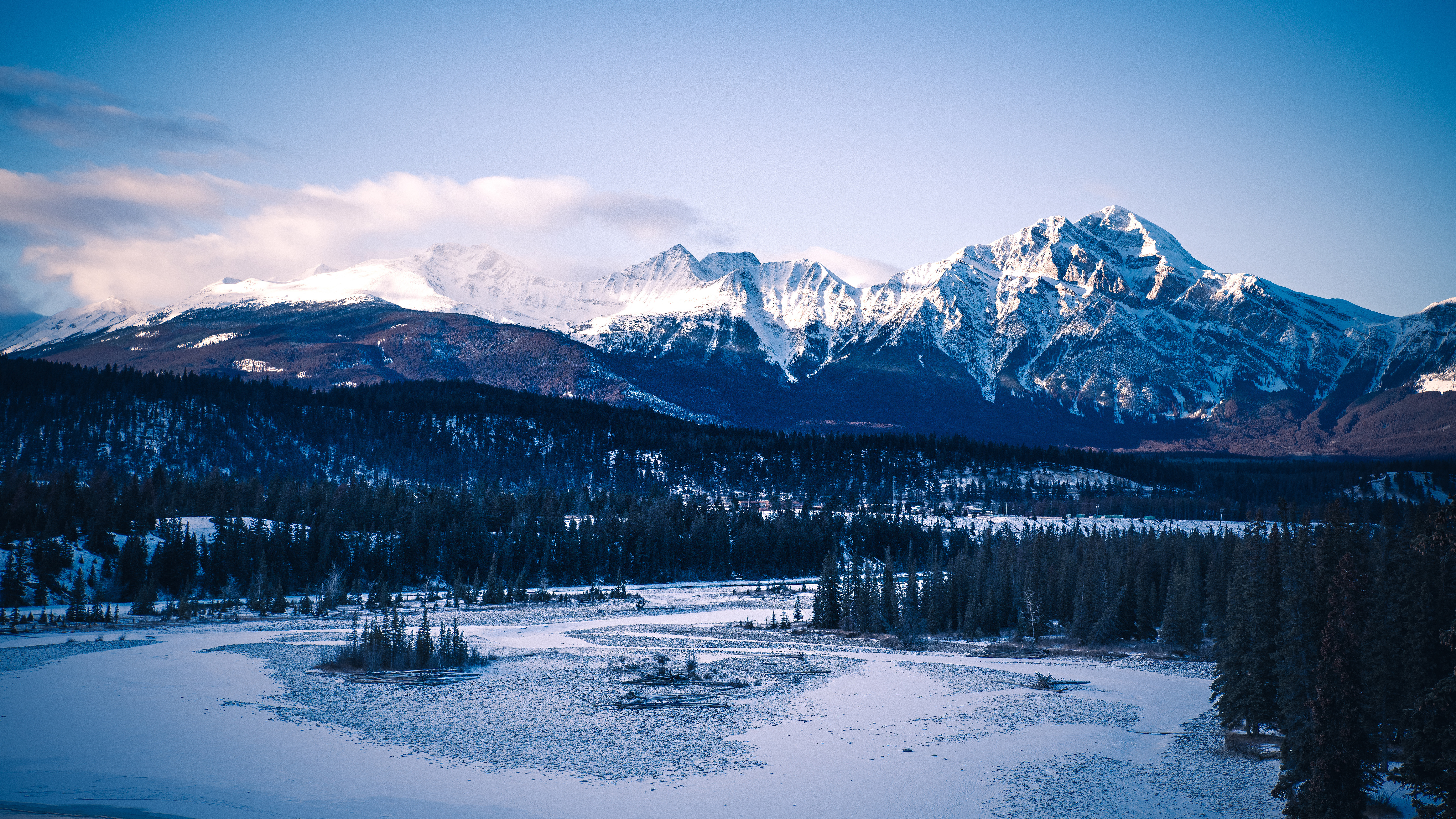 Скачать обои бесплатно Снег, Заснеженный, Деревья, Горы, Природа, Лес картинка на рабочий стол ПК