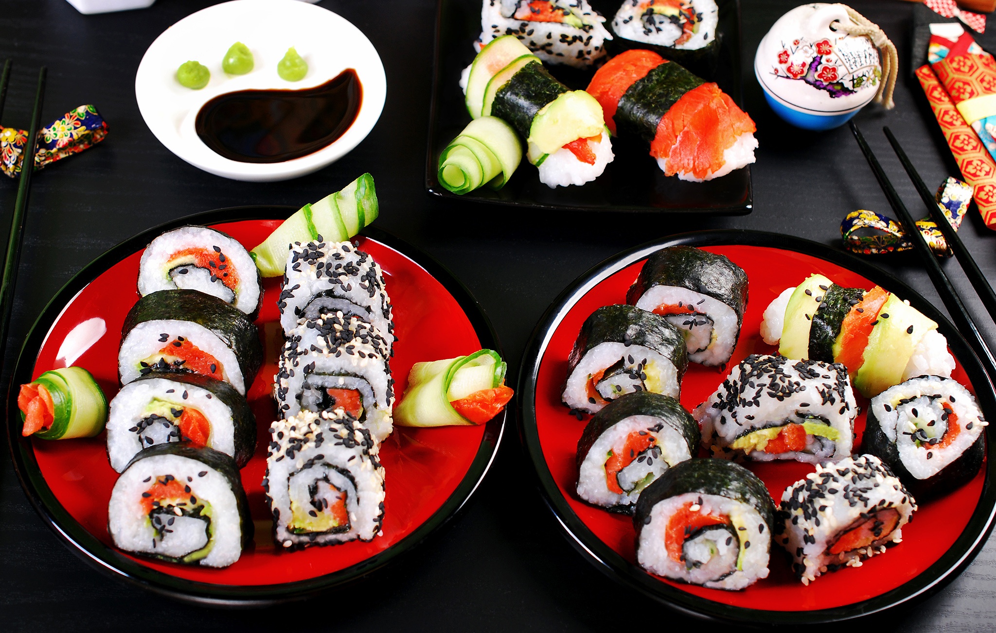 Laden Sie das Sushi, Fisch, Meeresfrüchte, Nahrungsmittel, Stillleben-Bild kostenlos auf Ihren PC-Desktop herunter