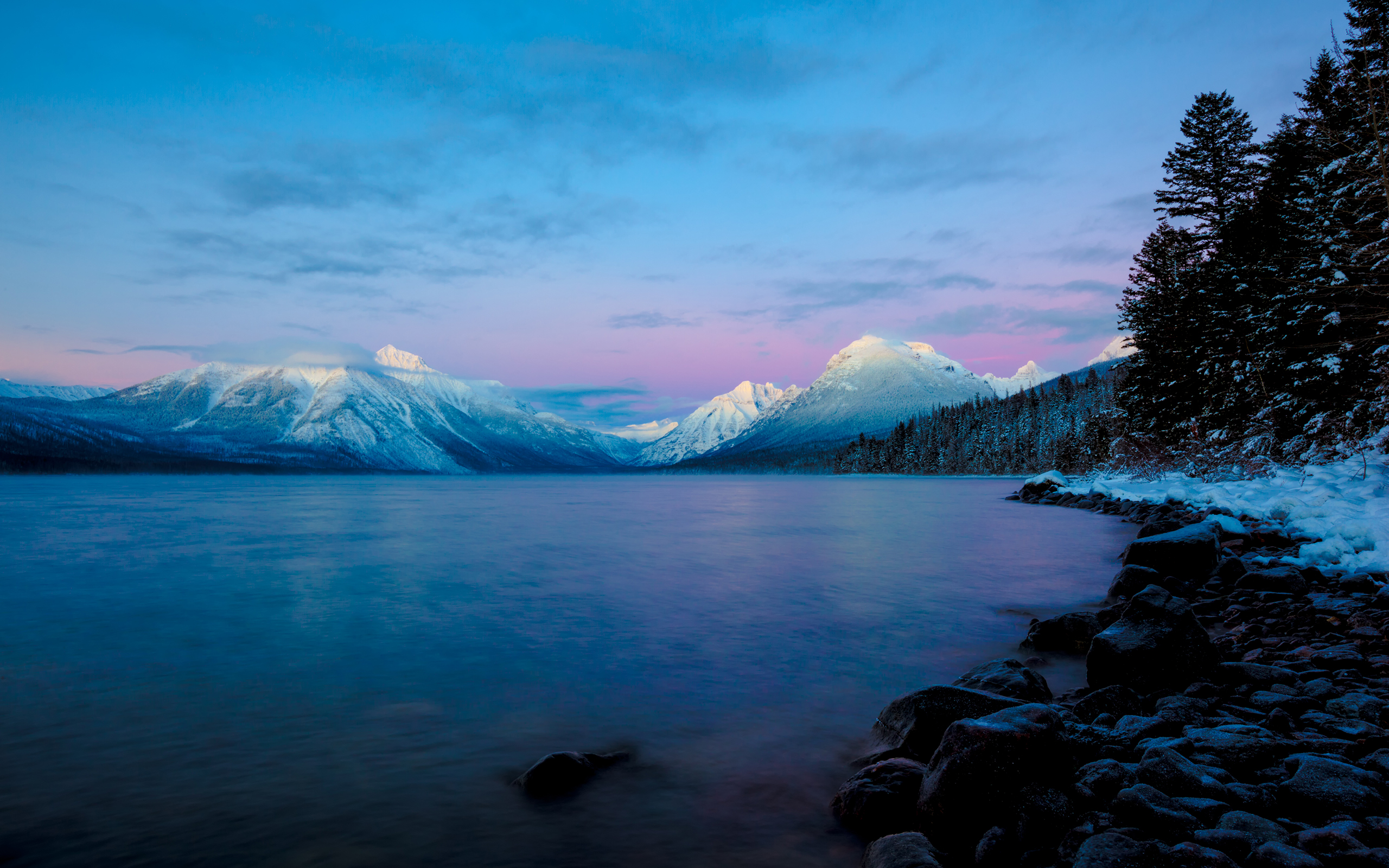 PCデスクトップに冬, 木, 湖, 山, 青い, 地球画像を無料でダウンロード