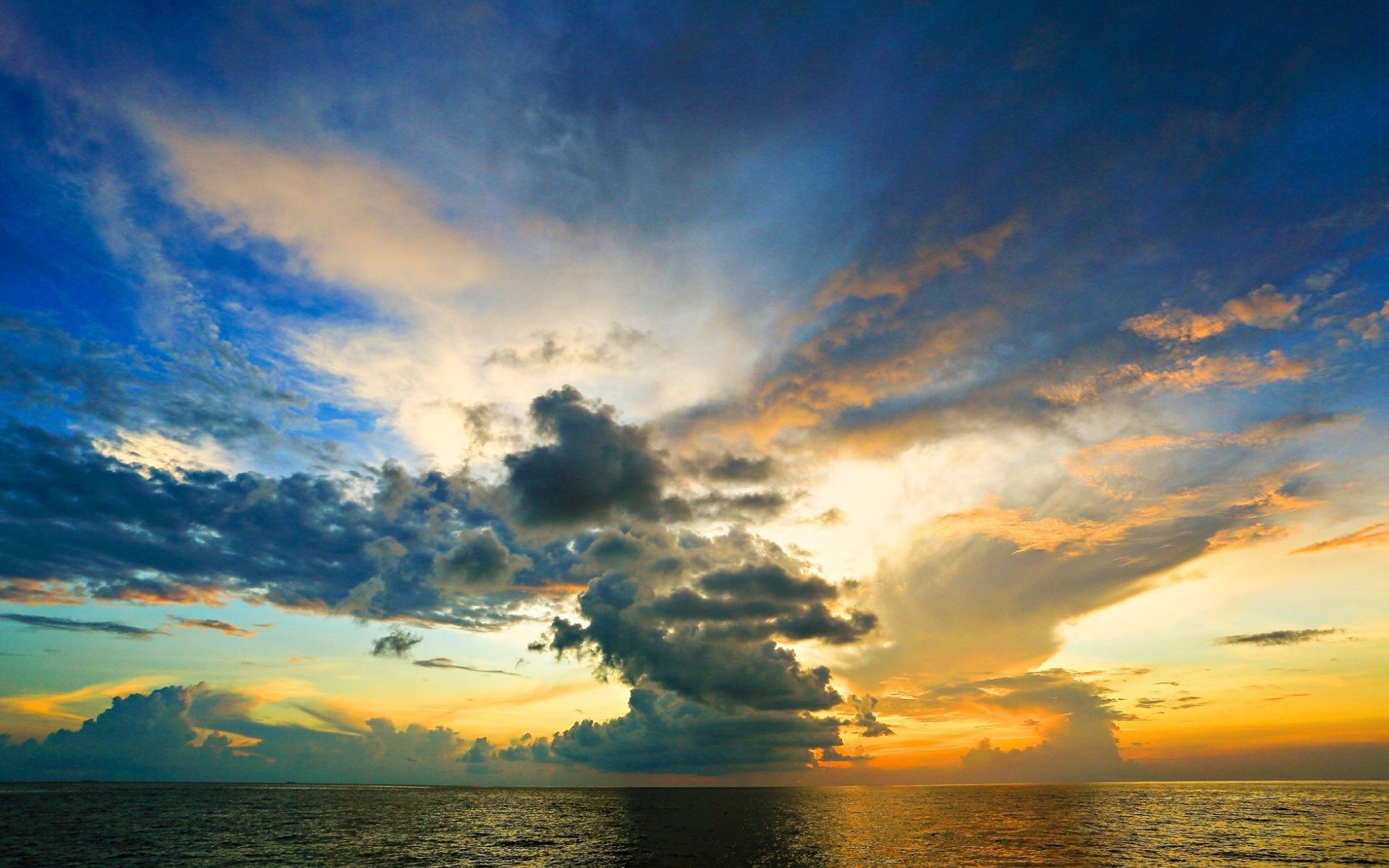 Скачать обои бесплатно Небо, Море, Земля/природа, Закат Солнца картинка на рабочий стол ПК