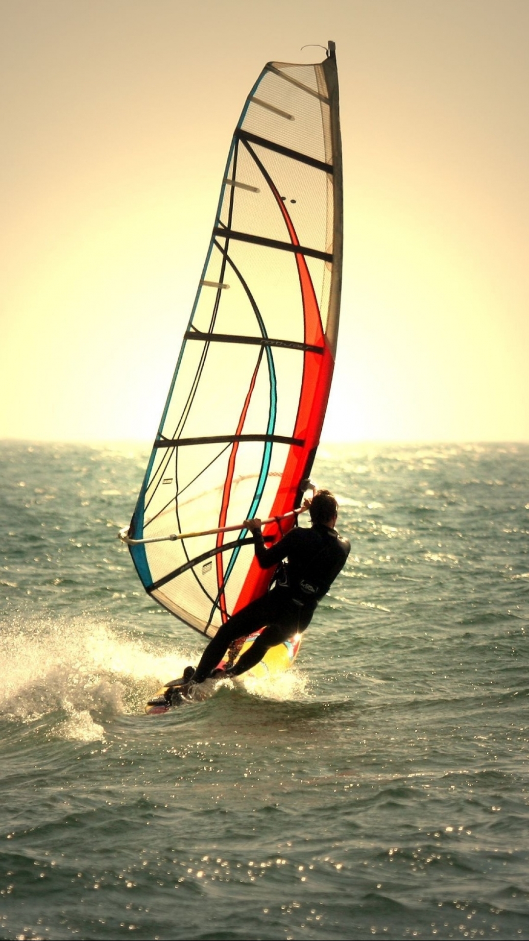 Handy-Wallpaper Sport, Windsurfen, Horizont, Ozean kostenlos herunterladen.