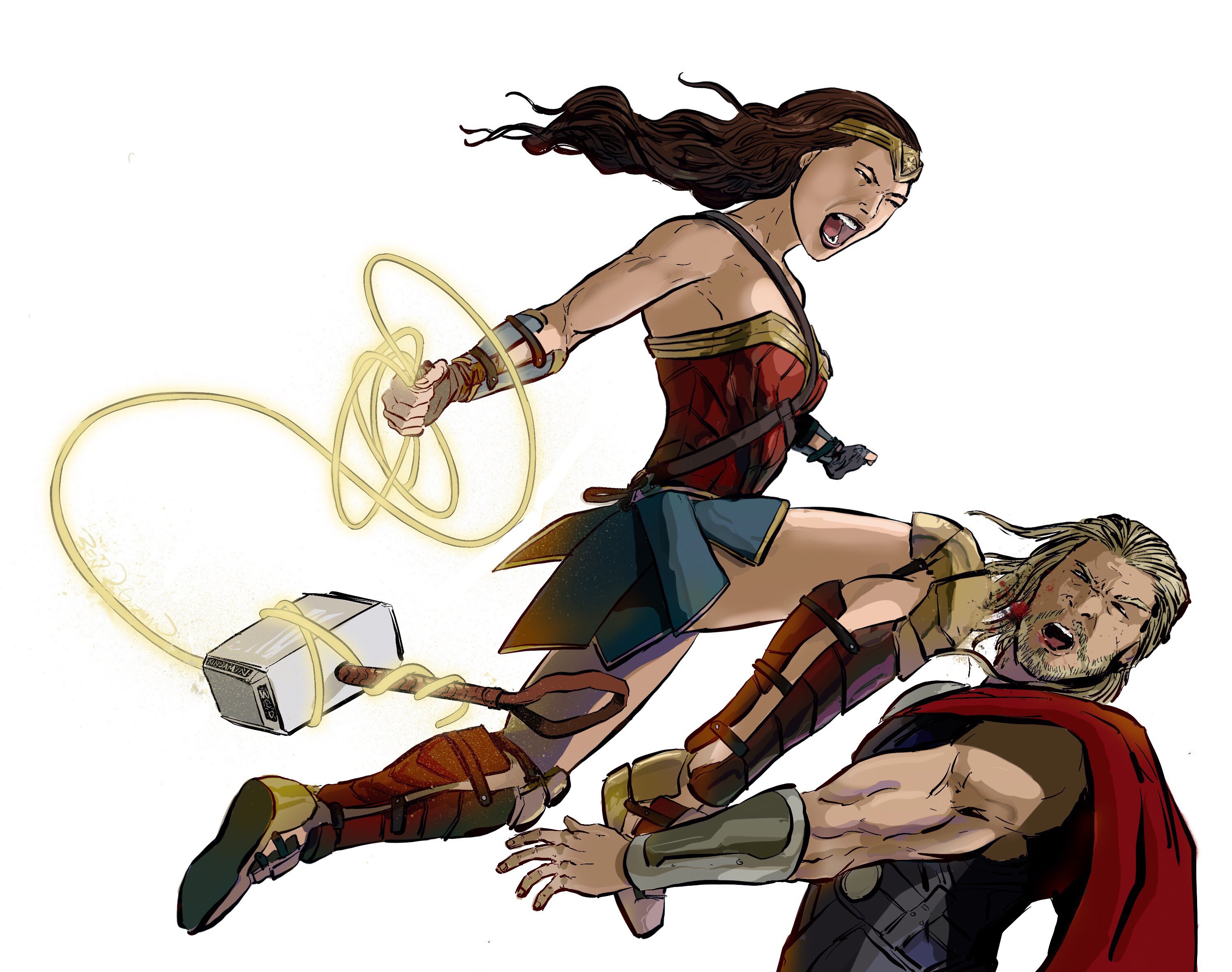 Baixar papel de parede para celular de Cruzamento, História Em Quadrinhos, Dc Comics, Mulher Maravilha, Thor gratuito.