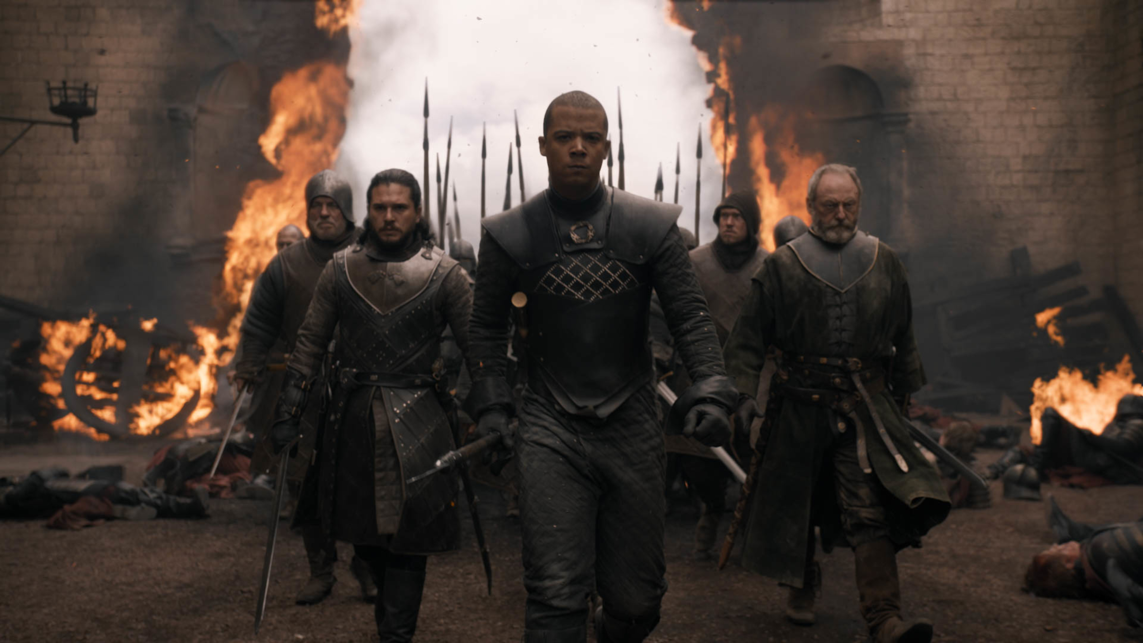 Download mobile wallpaper Game Of Thrones, Tv Show, Kit Harington, Jon Snow, Davos Seaworth, Liam Cunningham, Grey Worm, Jacob Anderson for free.