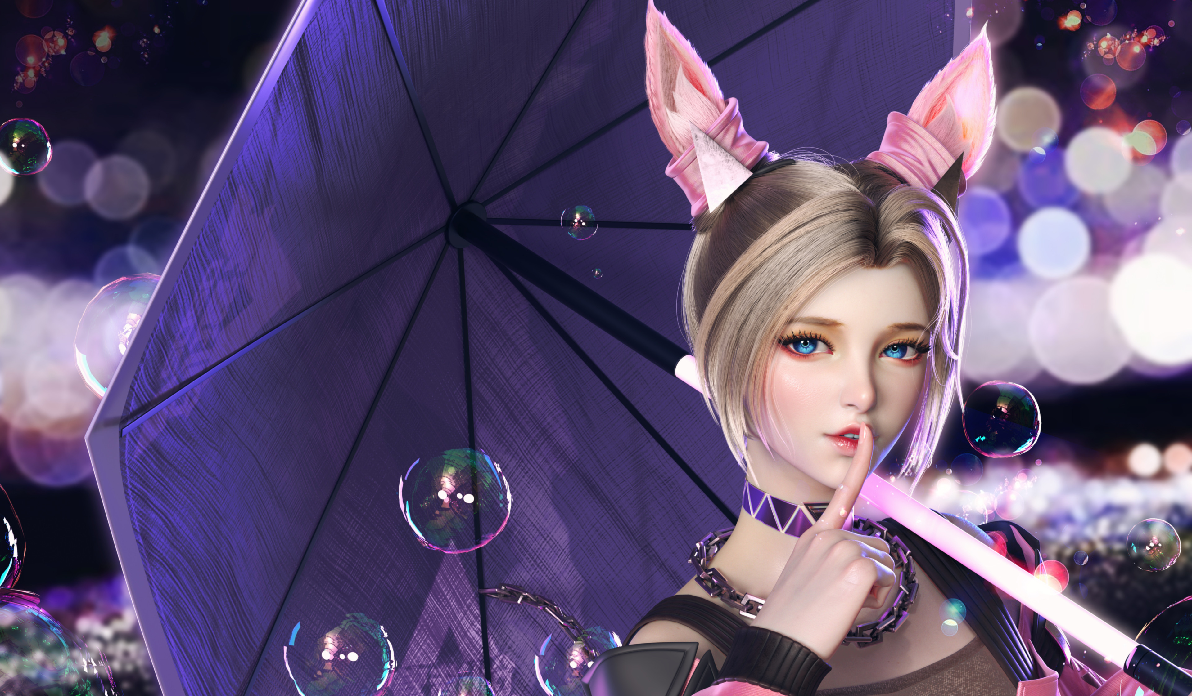 Free download wallpaper Fantasy, Umbrella, Blonde, Bubble, Women on your PC desktop