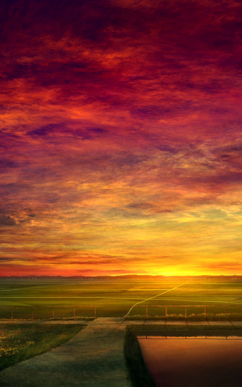 Download mobile wallpaper Anime, Sky, Field, Original for free.