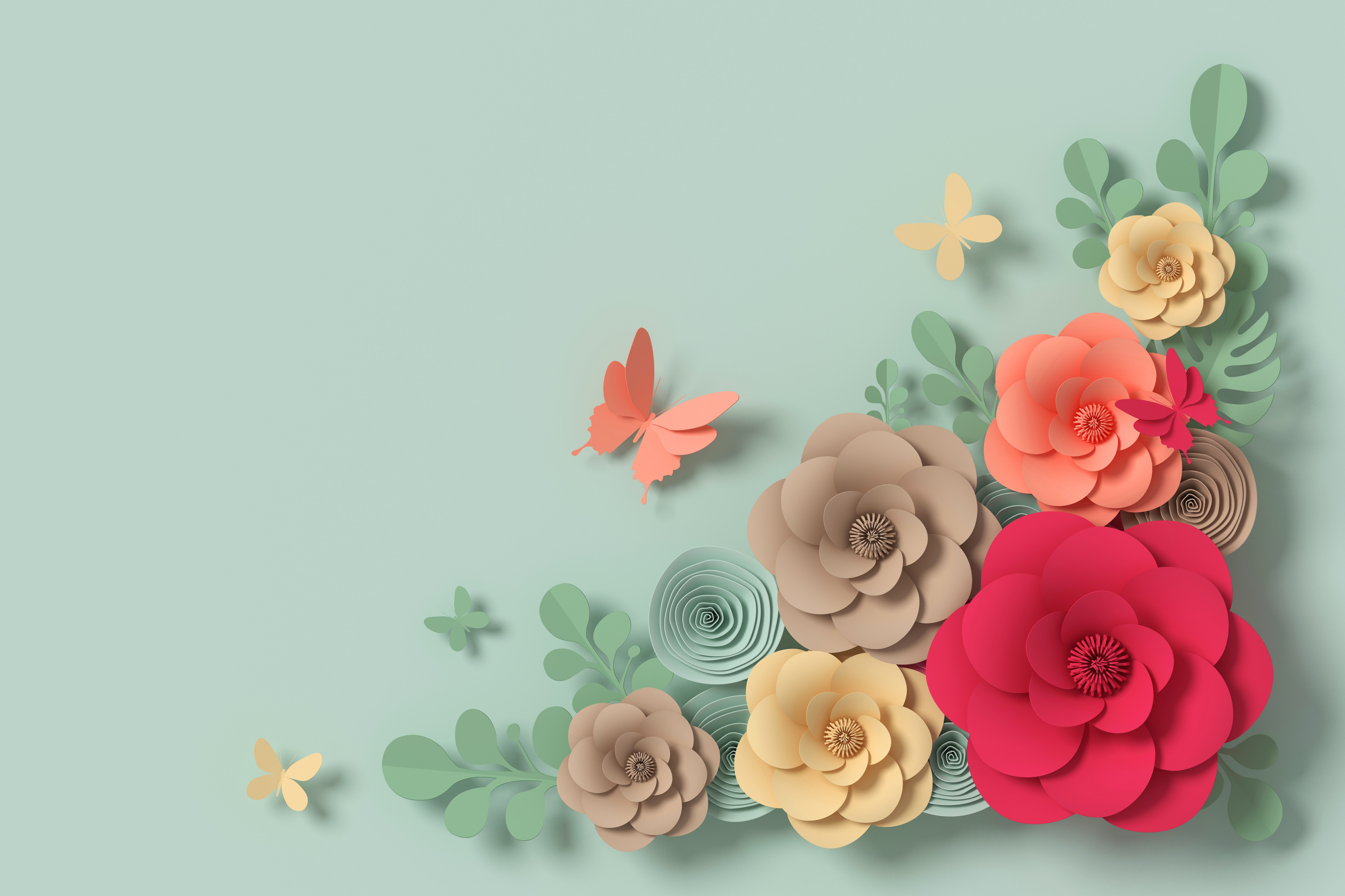 Download mobile wallpaper Flowers, Flower, Butterfly, Colorful, Artistic, Floral, Pastel for free.