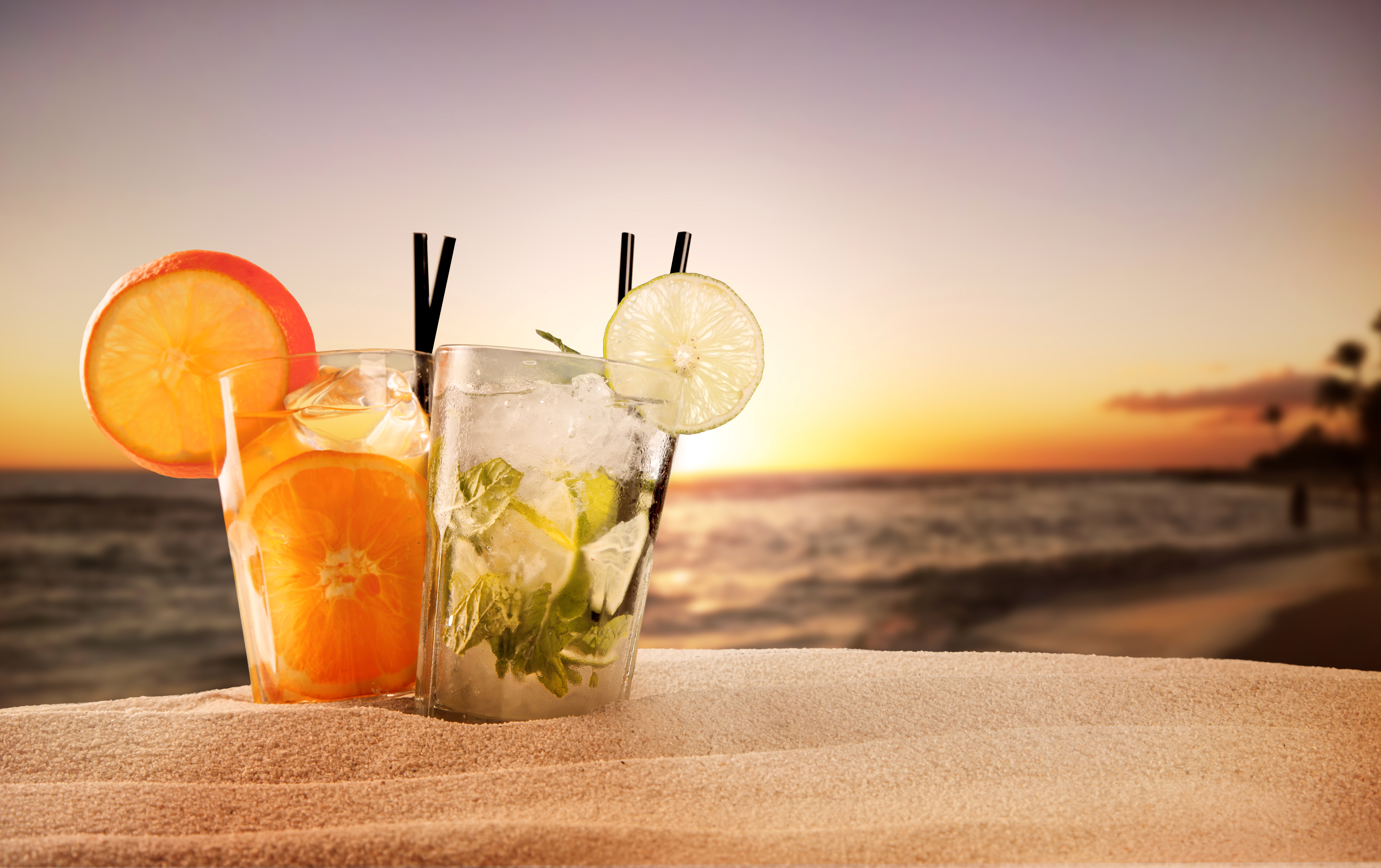 Download mobile wallpaper Food, Sand, Glass, Drink, Cocktail, Depth Of Field for free.