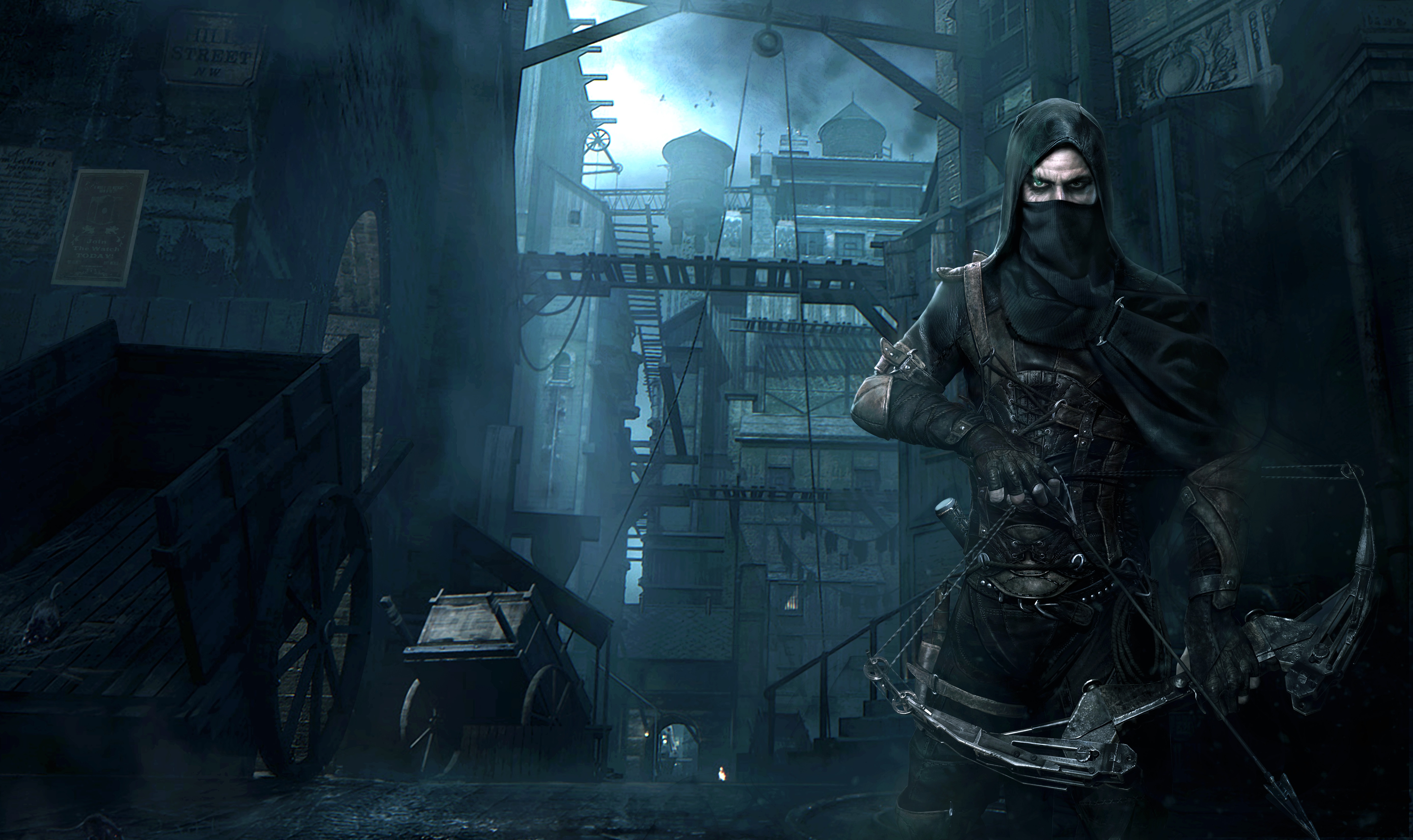 video game, thief, assassin, bow, city, night, thief (video game), warrior