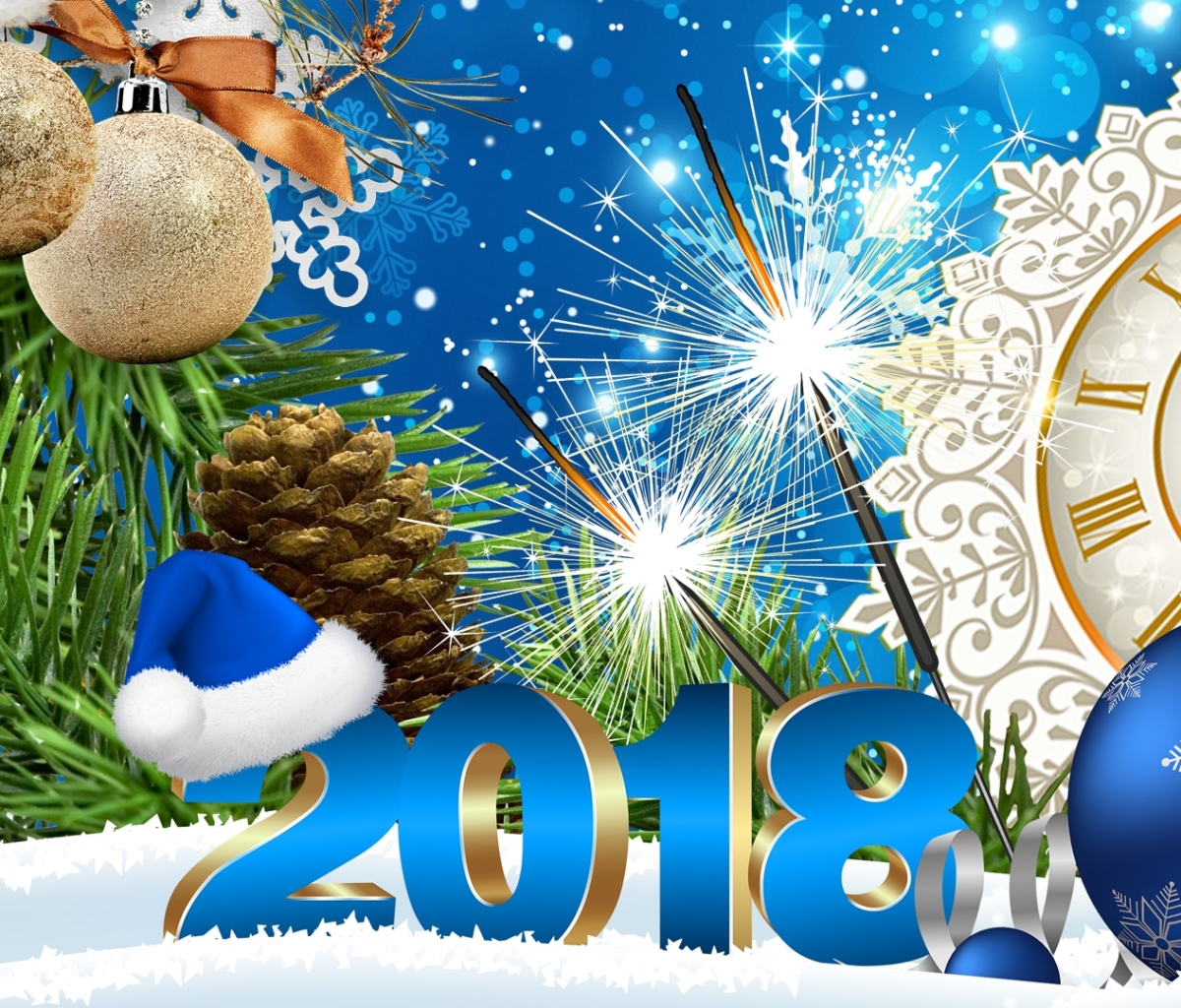 Handy-Wallpaper Feiertage, Neujahr, Neujahr 2018 kostenlos herunterladen.