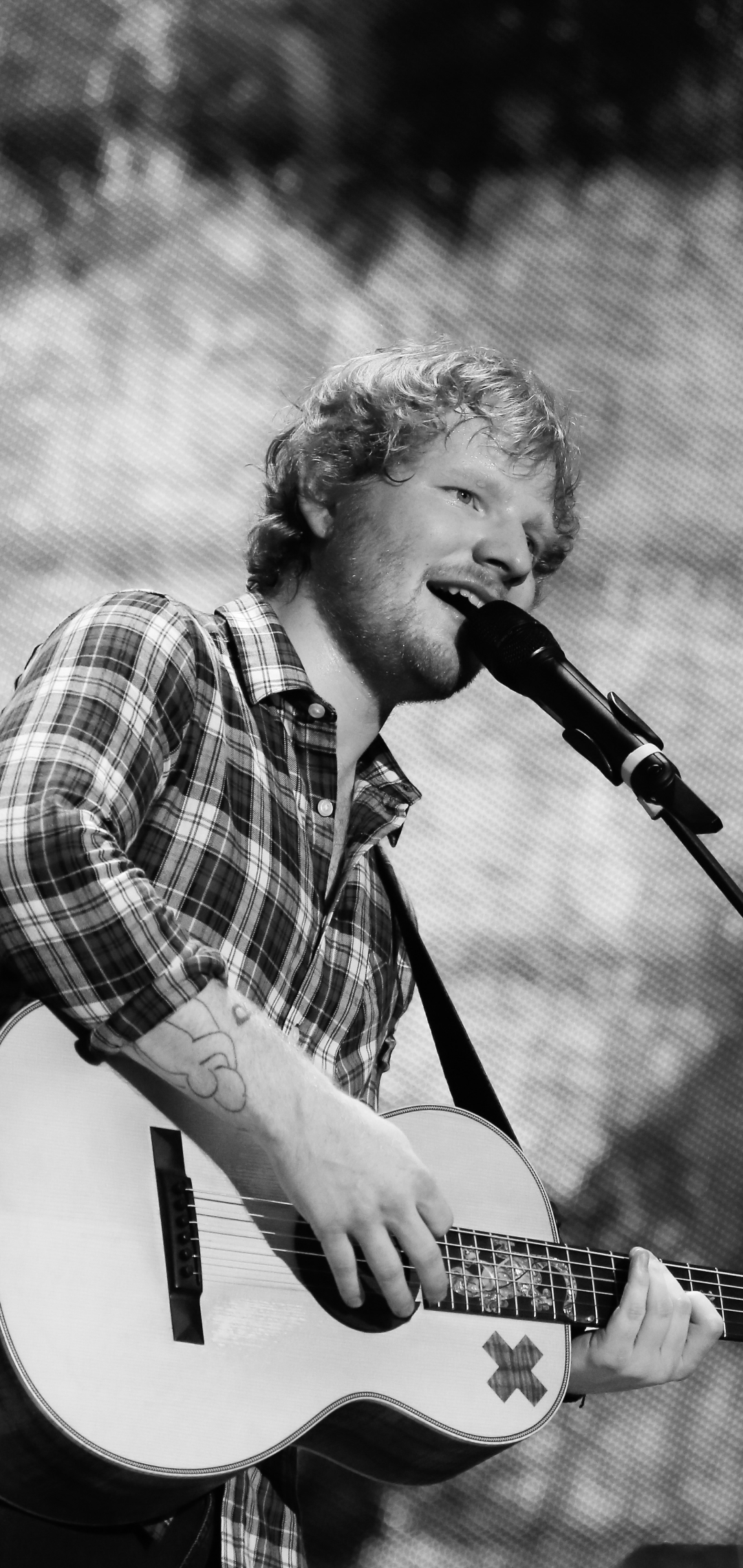 Download mobile wallpaper Music, Guitar, Singer, English, Black & White, Ed Sheeran for free.