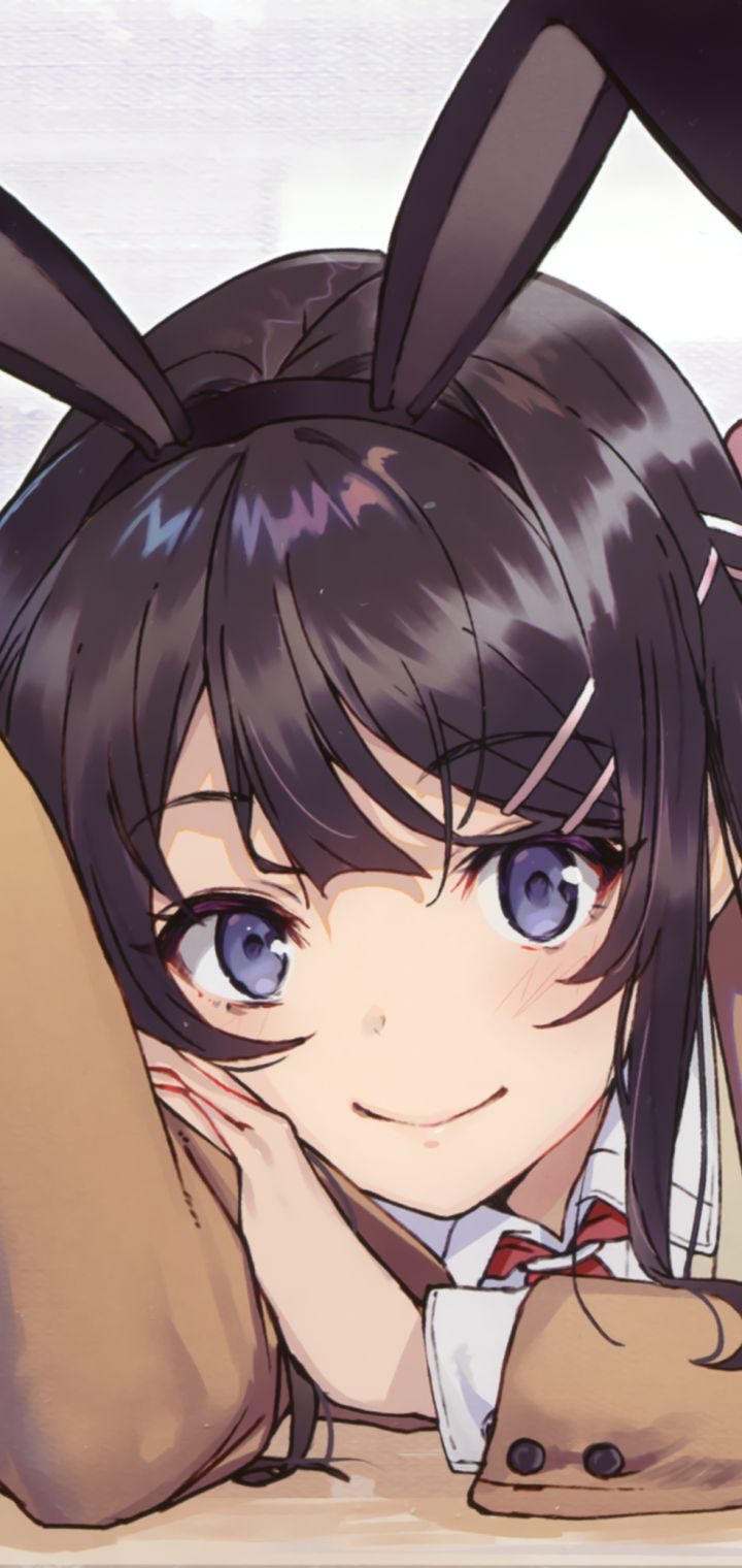 Handy-Wallpaper Blaue Augen, Animes, Tierische Ohren, Mai Sakurajima, Rascal Does Not Dream Of Bunny Girl Senpai kostenlos herunterladen.