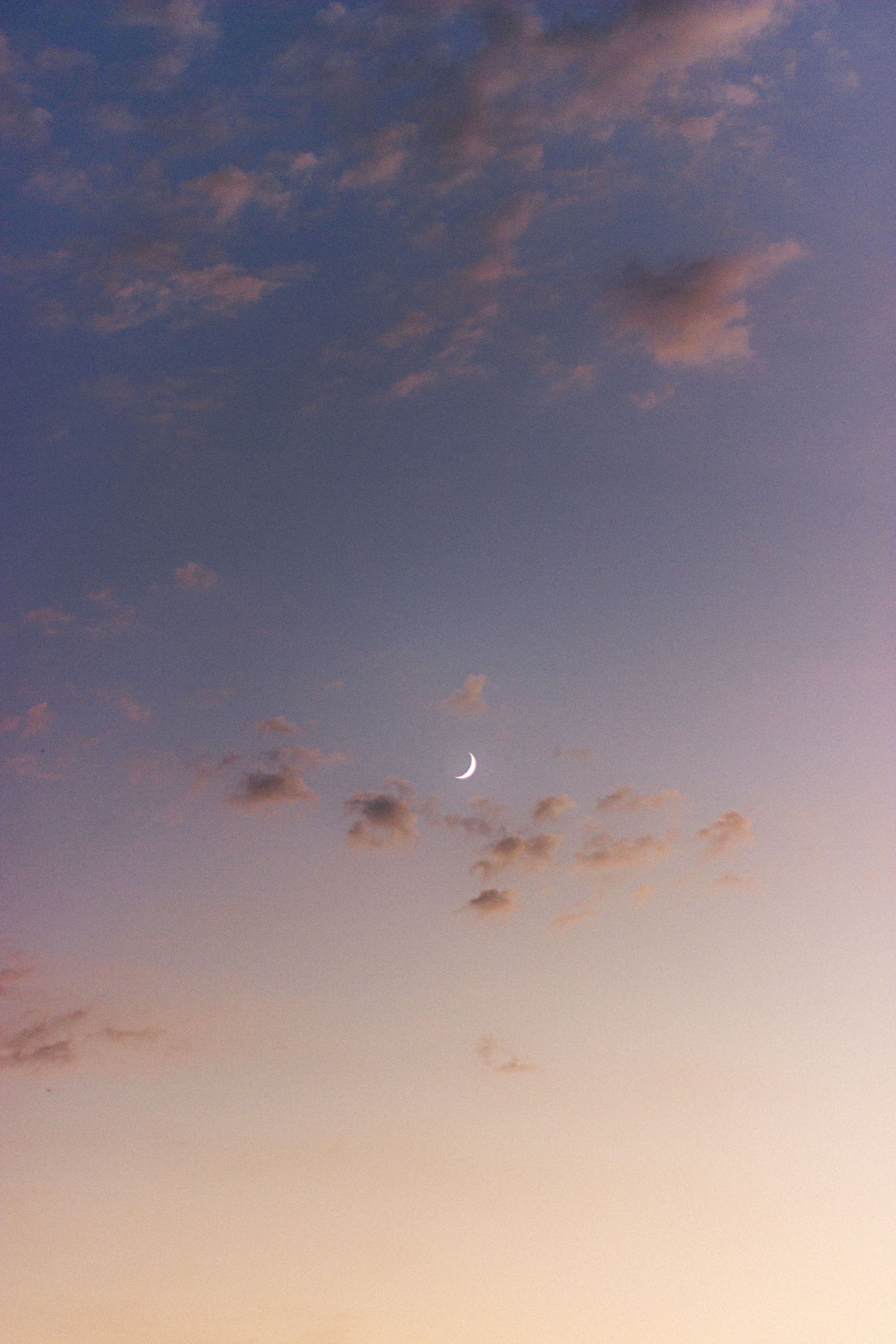 twilight, nature, sky, clouds, moon, dusk