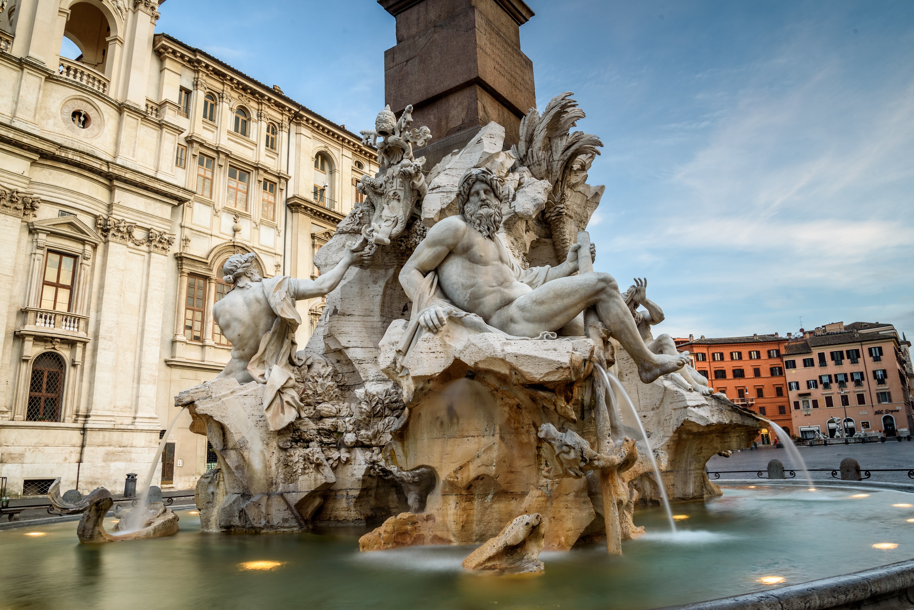 Téléchargez des papiers peints mobile Italie, Fontaine, Rome, Construction Humaine, Fontana Dei Quattro Fiumi, Place Navone gratuitement.