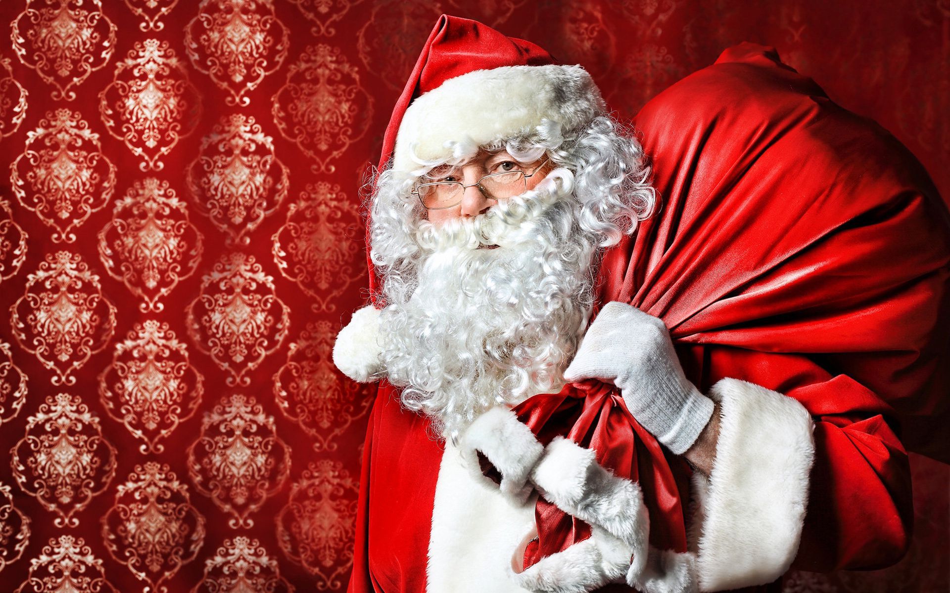 Handy-Wallpaper Feiertage, Weihnachtsmann, Weihnachten, Bart, Tasche kostenlos herunterladen.