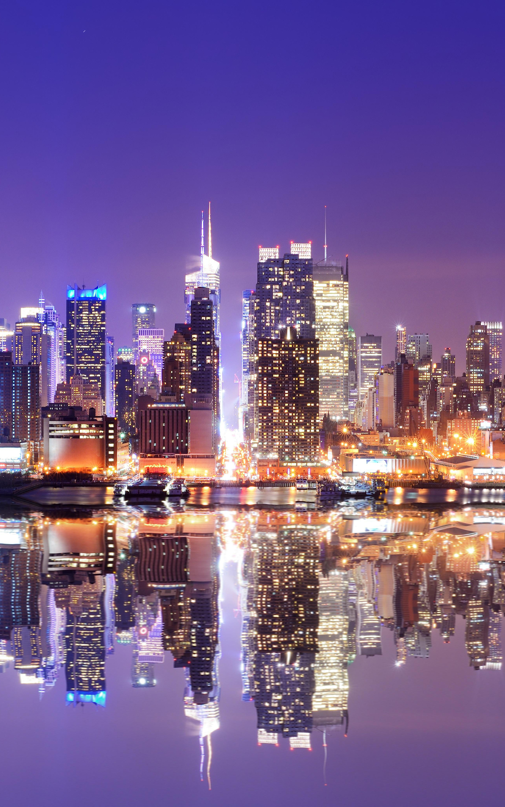 Free download wallpaper Cities, Night, Usa, City, Skyscraper, Building, Reflection, New York, Man Made on your PC desktop