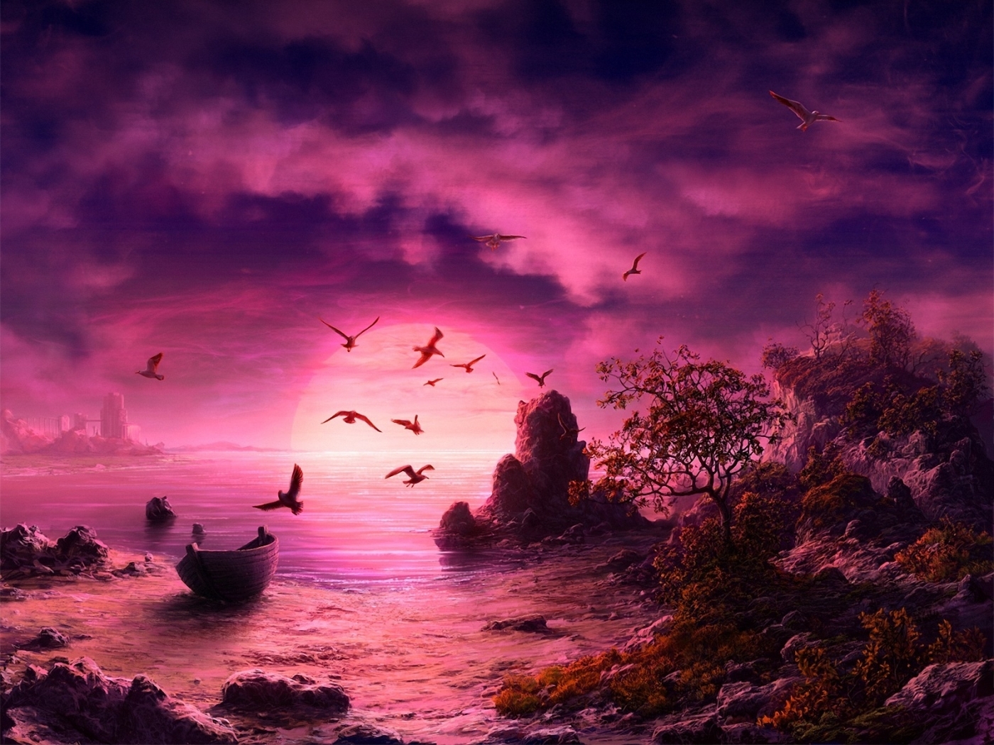 Free download wallpaper Sunset, Sea, Landscape, Pictures on your PC desktop