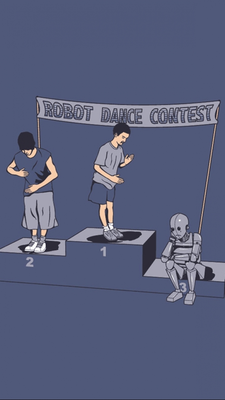 無料モバイル壁紙面白い, ロボット, ダンス, ユーモアをダウンロードします。