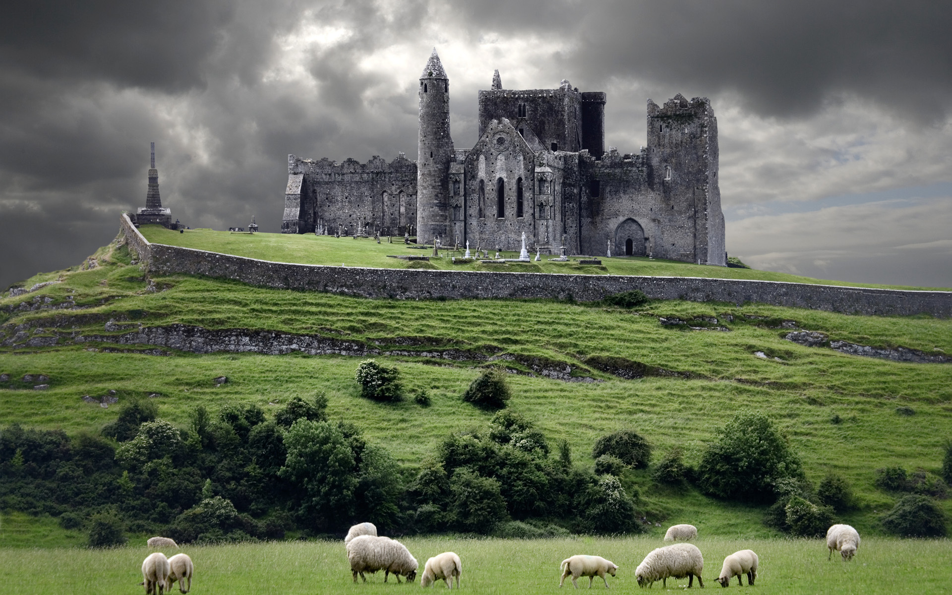 ireland, sheep, man made, castle