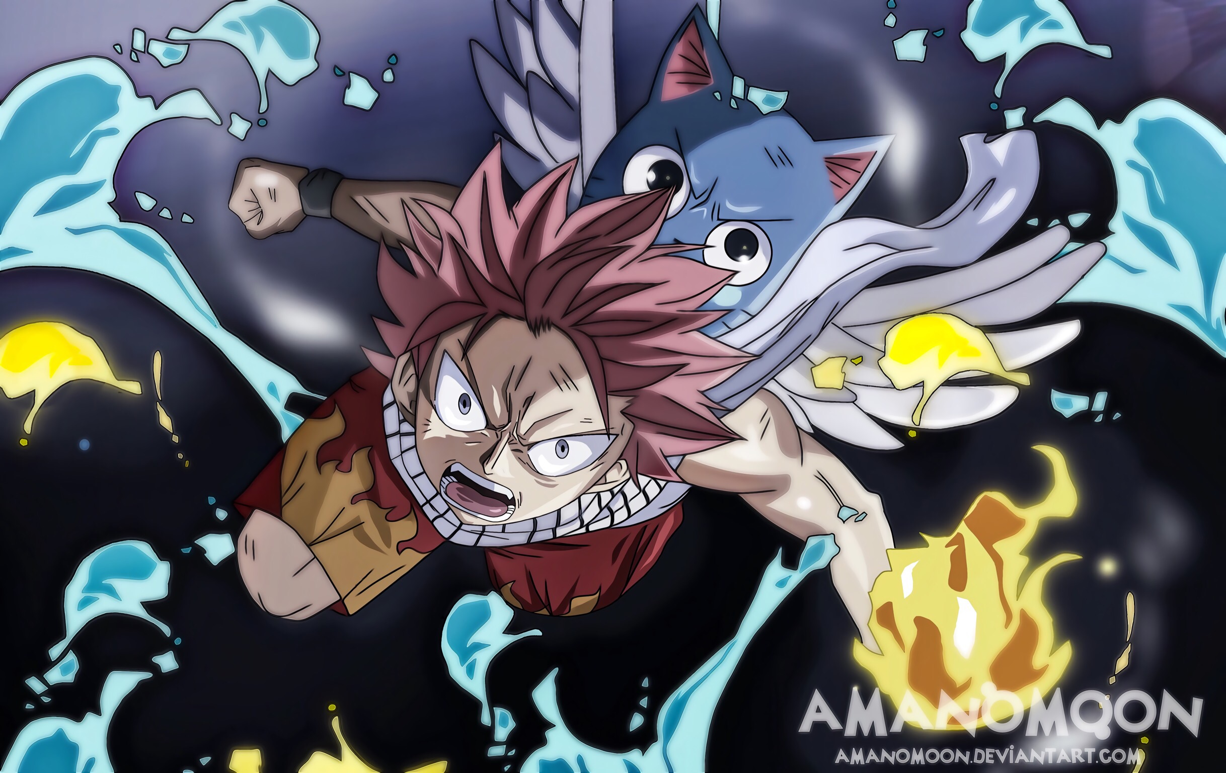 Download mobile wallpaper Anime, Fairy Tail, Natsu Dragneel, Happy (Fairy Tail) for free.