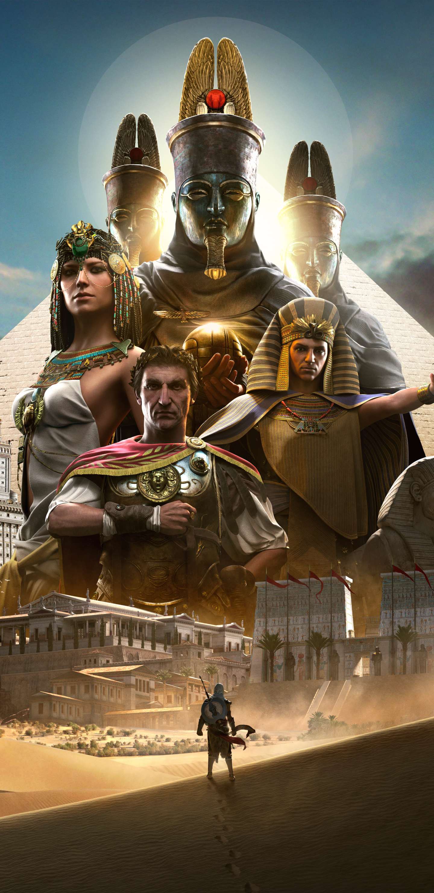 julius caesar, video game, assassin's creed origins, cleopatra, bayek of siwa, ptolemy xiii, assassin's creed