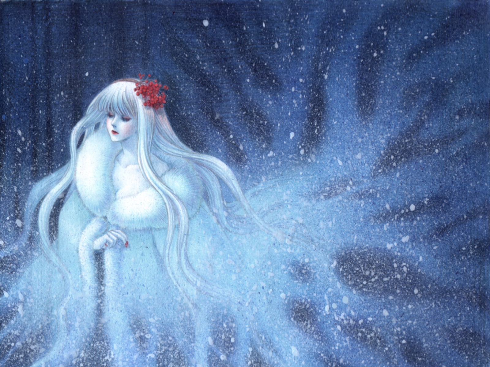 Download mobile wallpaper Fantasy, Snow, Women for free.