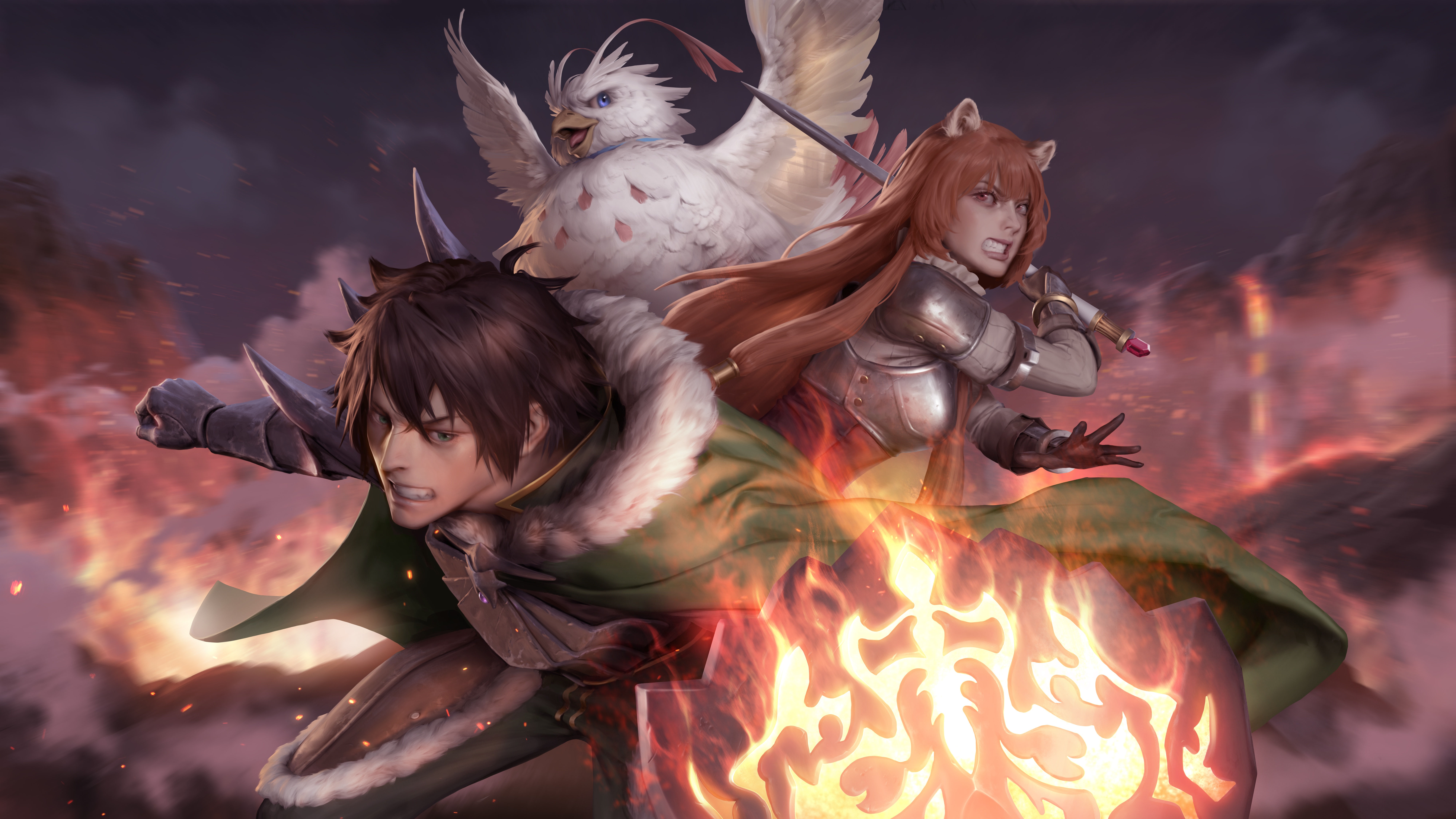 Download mobile wallpaper Anime, Shield, Raphtalia (The Rising Of The Shield Hero), The Rising Of The Shield Hero, Naofumi Iwatani, Filo (The Rising Of The Shield Hero) for free.