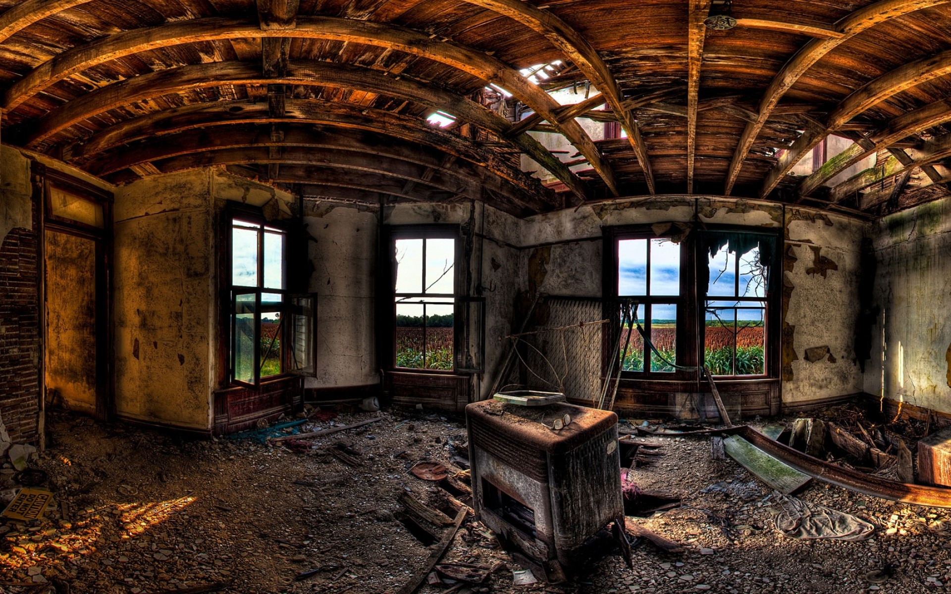 Download mobile wallpaper 3D, Window, Room, Ruin, Man Made for free.